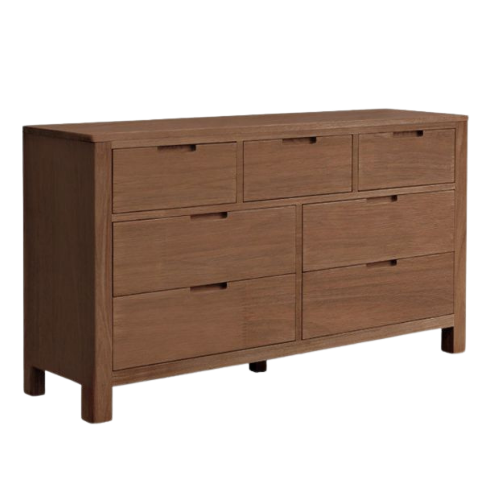 Solid Rubberwood Chest of Drawers with Seven Drawers in Modern Minimalist Style