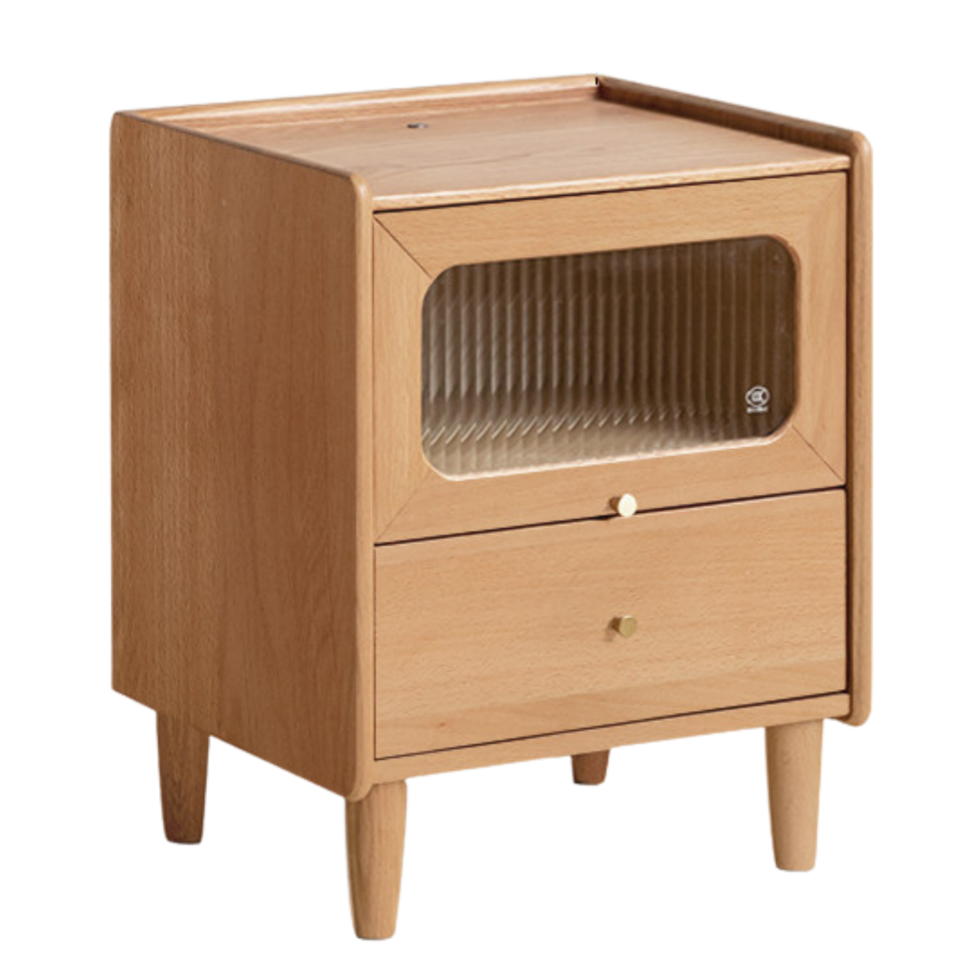 Oak, Beech Solid Wood Nightstand With Light