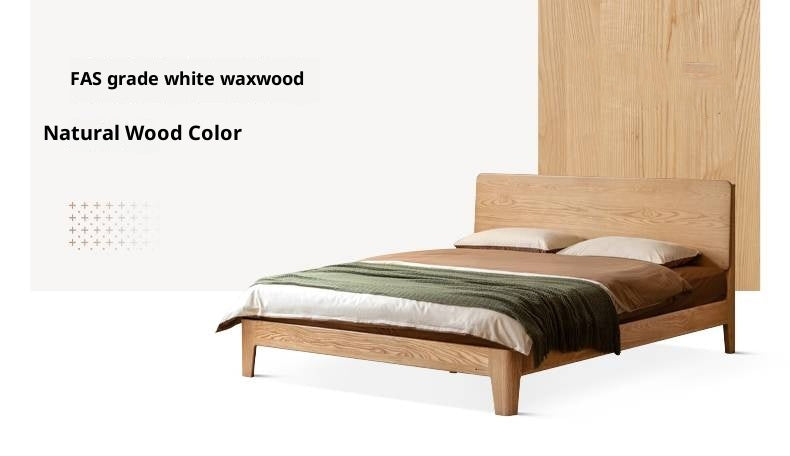 Black Walnut, Golden Sandalwood Solid Wood Italian Style Light Luxury Bed