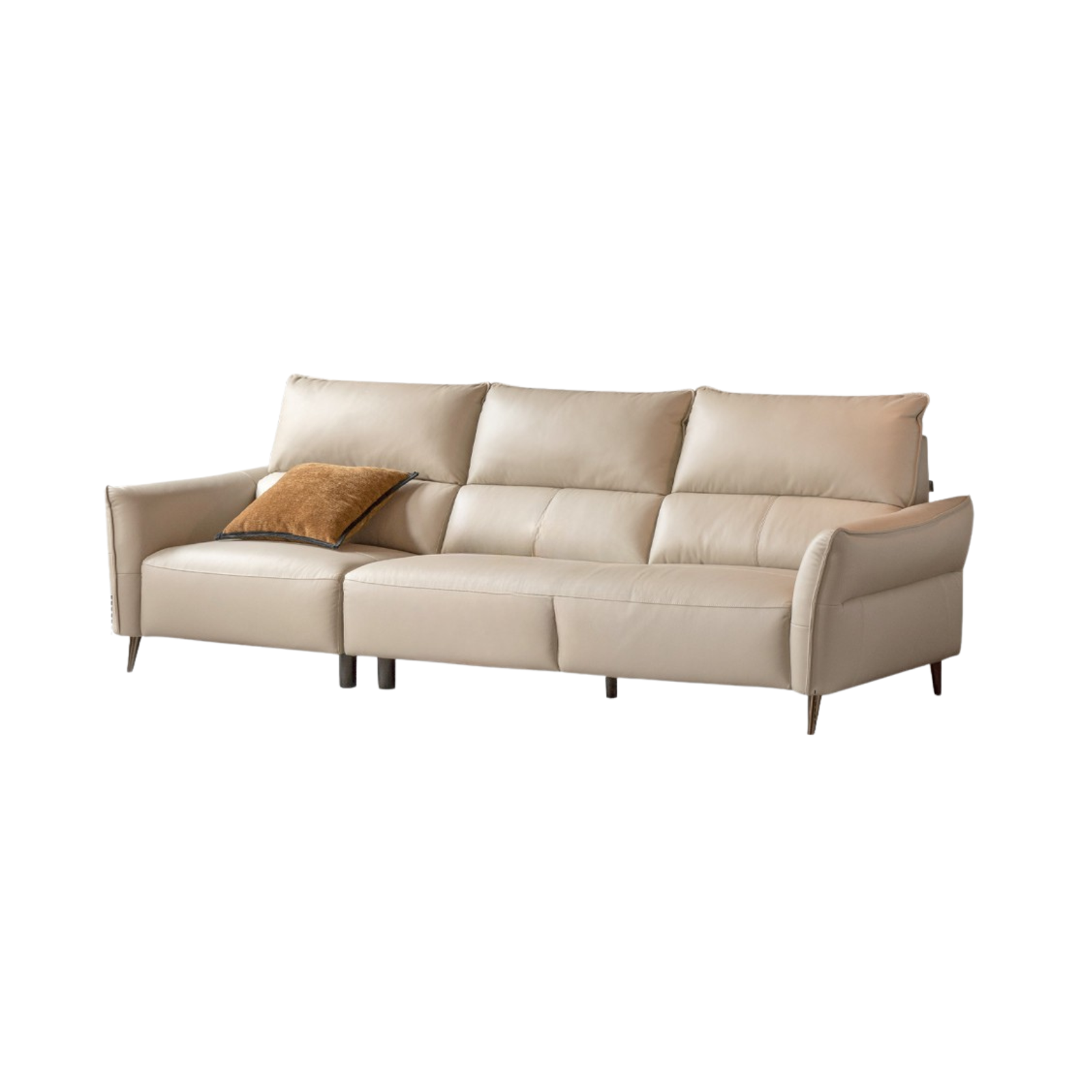 Genuine Top Grain Leather  Modern Sofa, Clean Line Contemporary Design