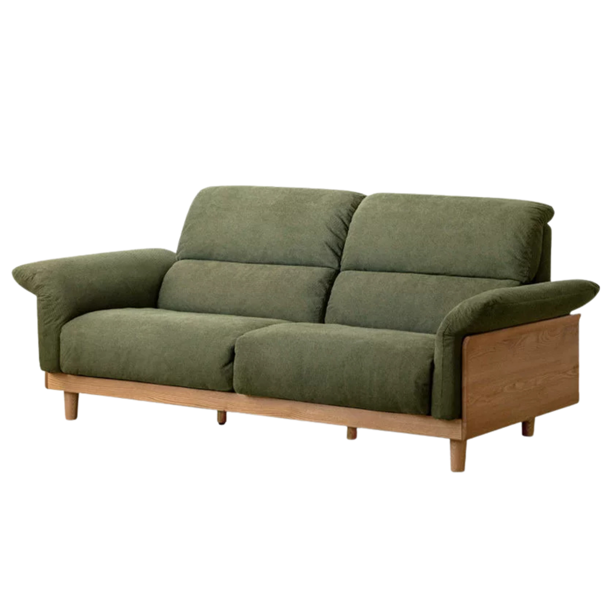 Oak Solid Wood Fabric Sofa, Couch with High Back Cushions, Durable Pet-Friendly Upholstery