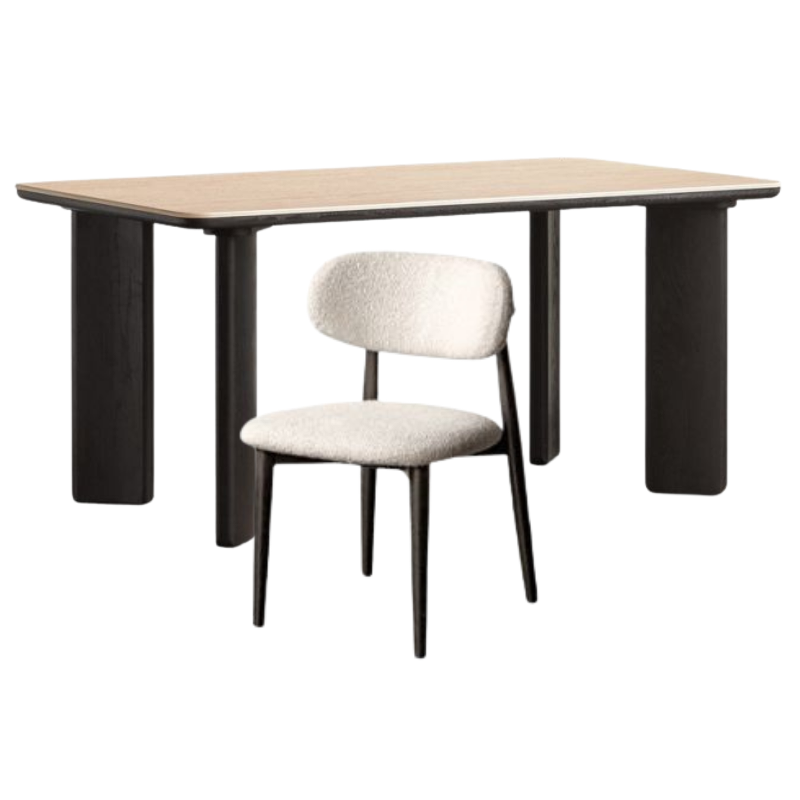 Oak Solid Wood Modern Cave Stone Rock Plate Dining Table