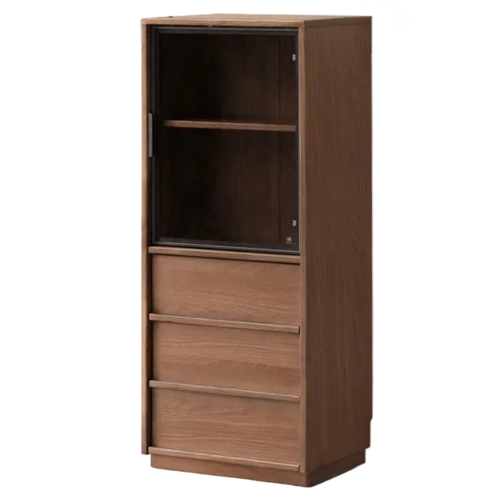 Black Walnut, Ash Solid Wood Side Cabinet With Light Display.