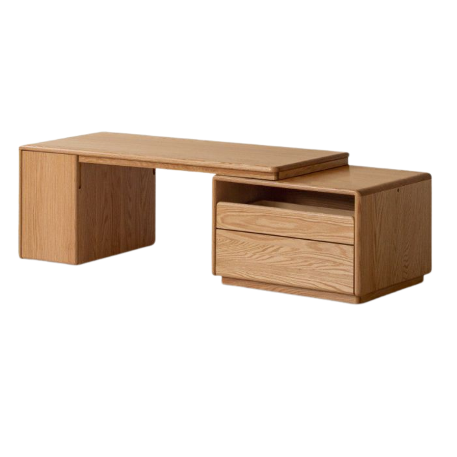 Oak Solid Wood Extendable Coffee Table with Storage