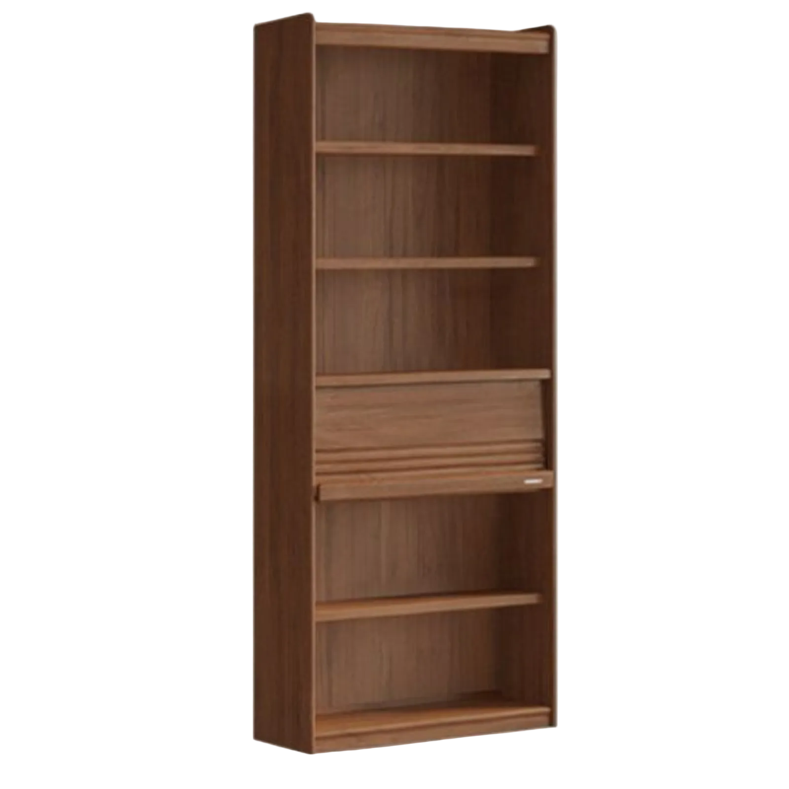 Black Walnut Solid Wood Integrated Wall Bookcase with Floor Display