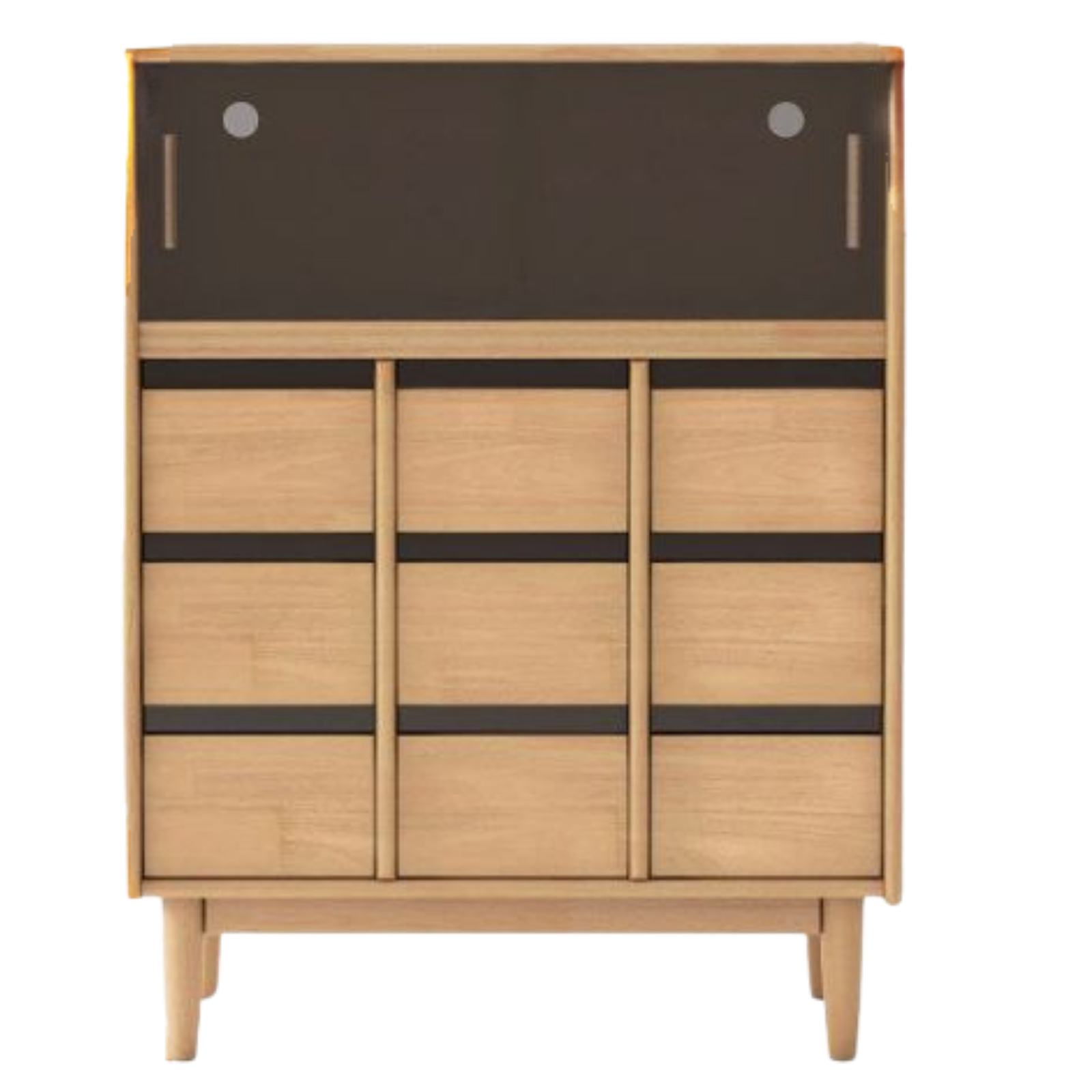 Solid Rubberwood Dining Sideboard with Glass Doors