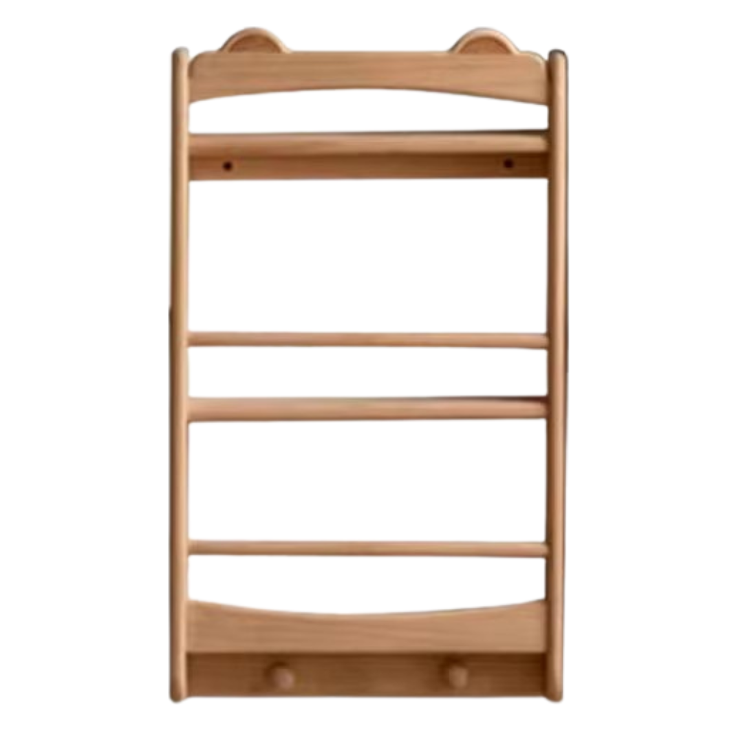 Beech solid wood Cute Bear wall-mounted bookshelf  display shelf