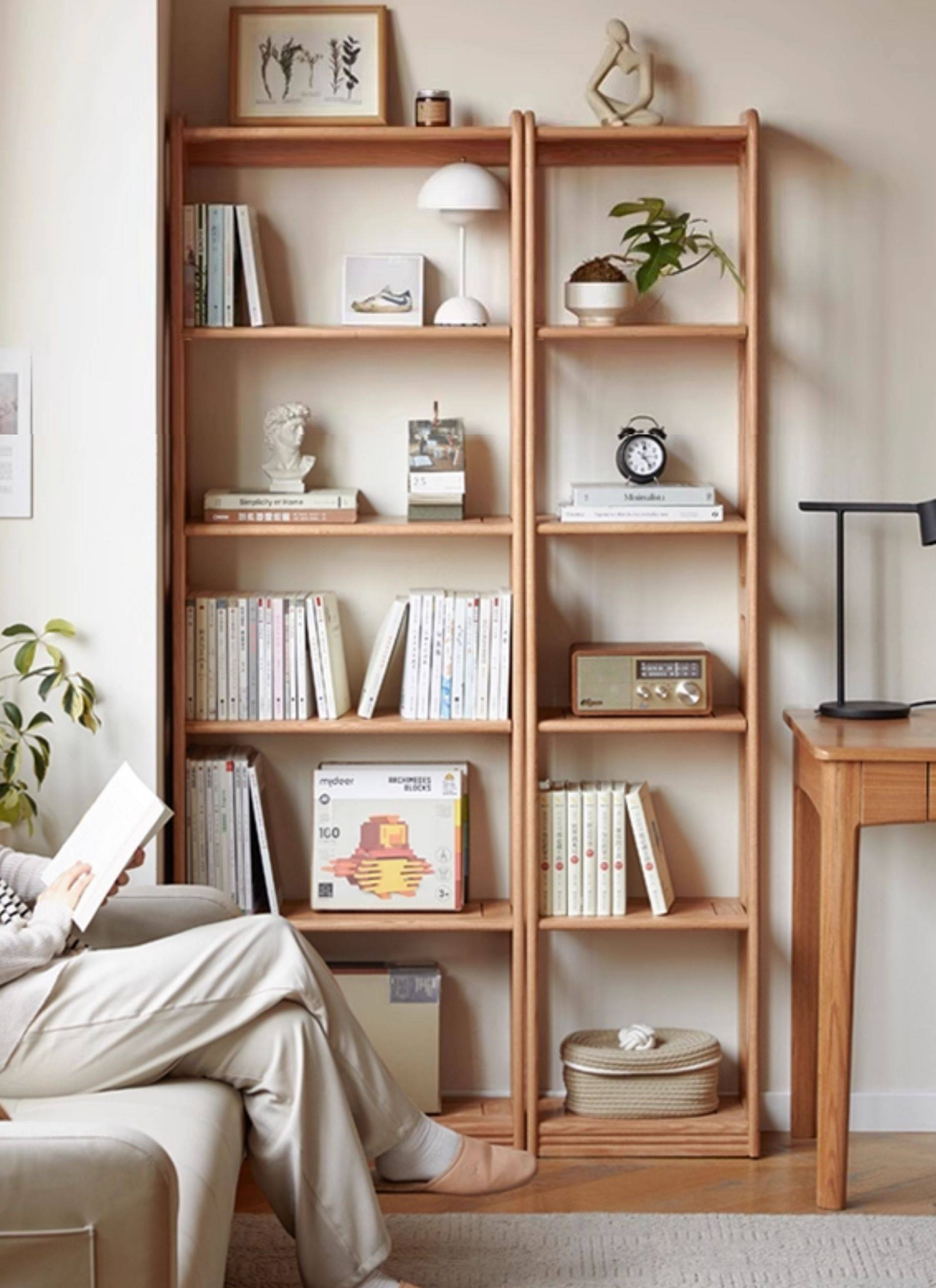 Oak, Solid RubberWood Solid Wood Ultra Thin Storage Rack