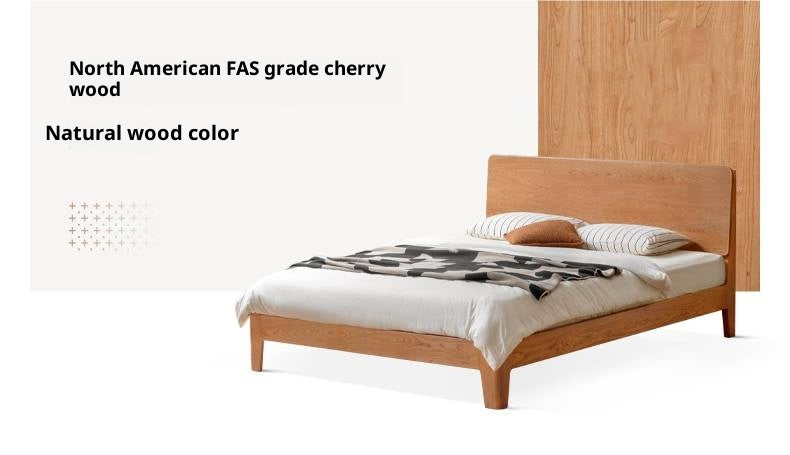 Black Walnut, Golden Sandalwood Solid Wood Italian Style Light Luxury Bed