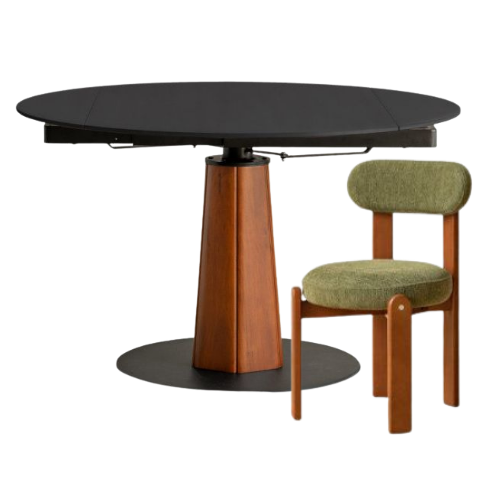 Tulipwood Solid Wood Rock Plate Round Table with Folding Feature