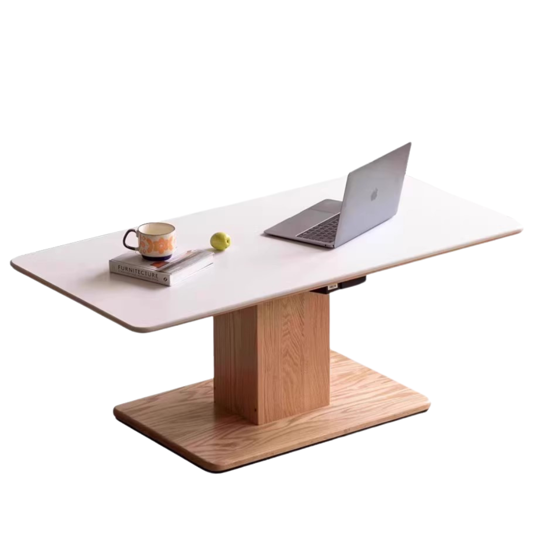 Oak Solid Wood Elevated Tea Table Rock Plate