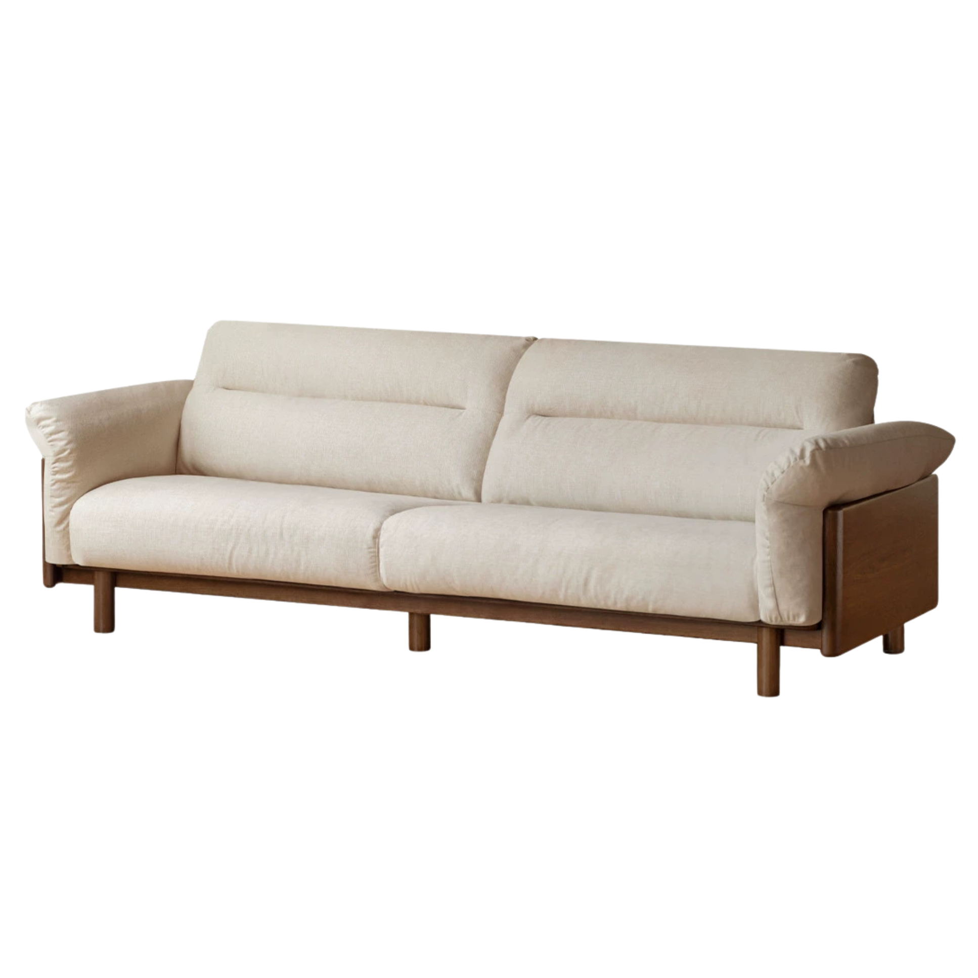 Black Walnut, Oak Solid Wood Sofa Genuine Leather, fabrics