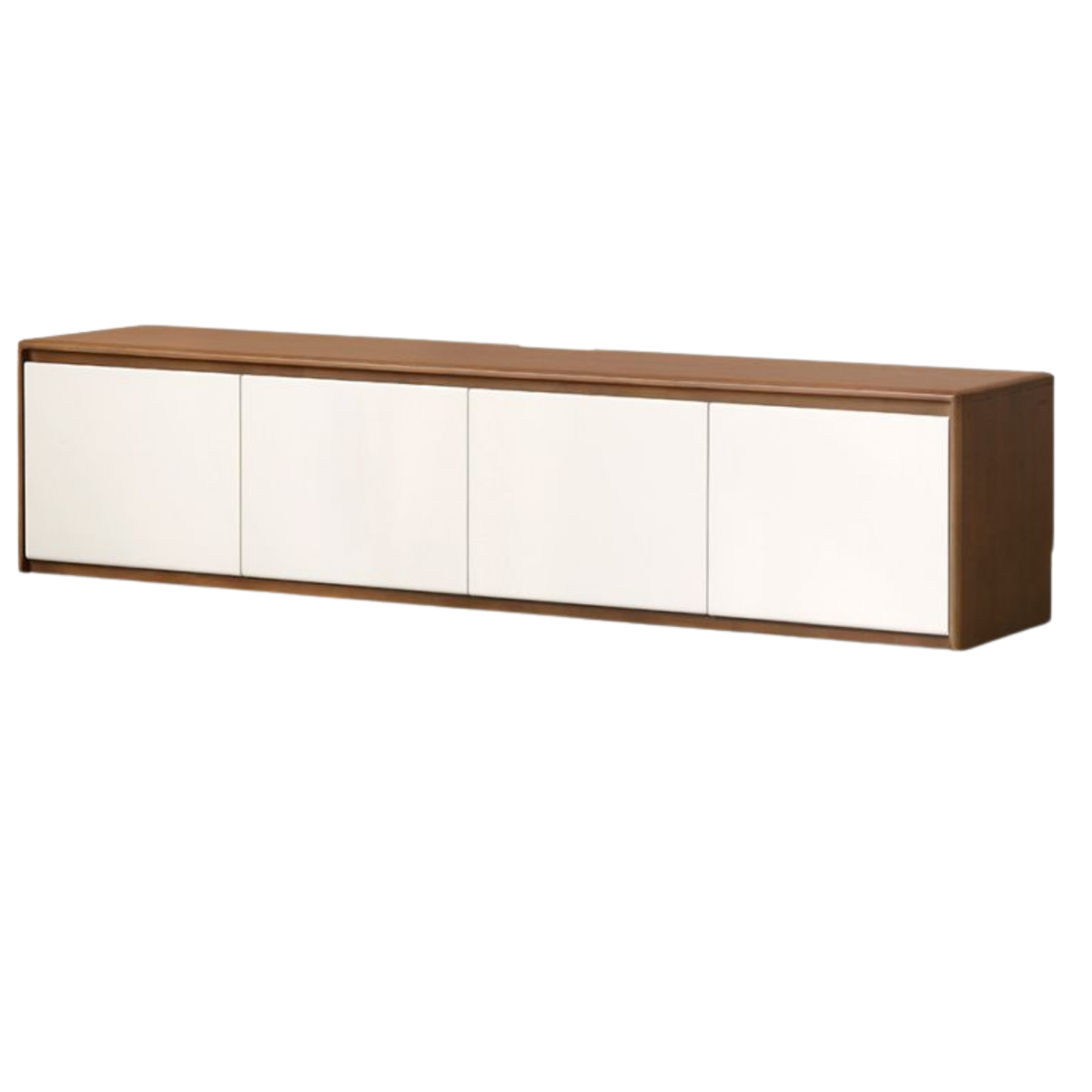 Solid RubberWood TV Console with Two-Tone Color Block Design and Full Pull-Out Drawers