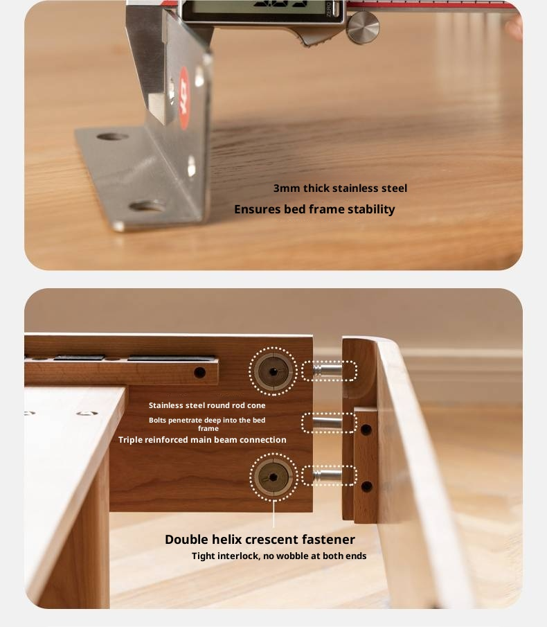 Cherry Solid Wood Suspended Bed with Light