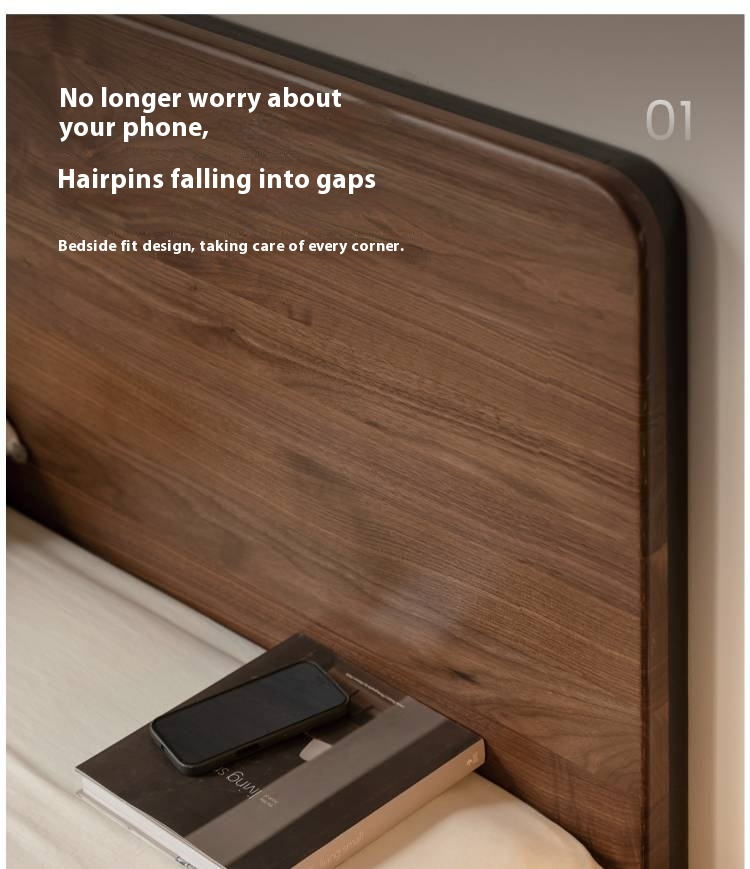 Black Walnut Solid Wood Light Luxury Box Bed