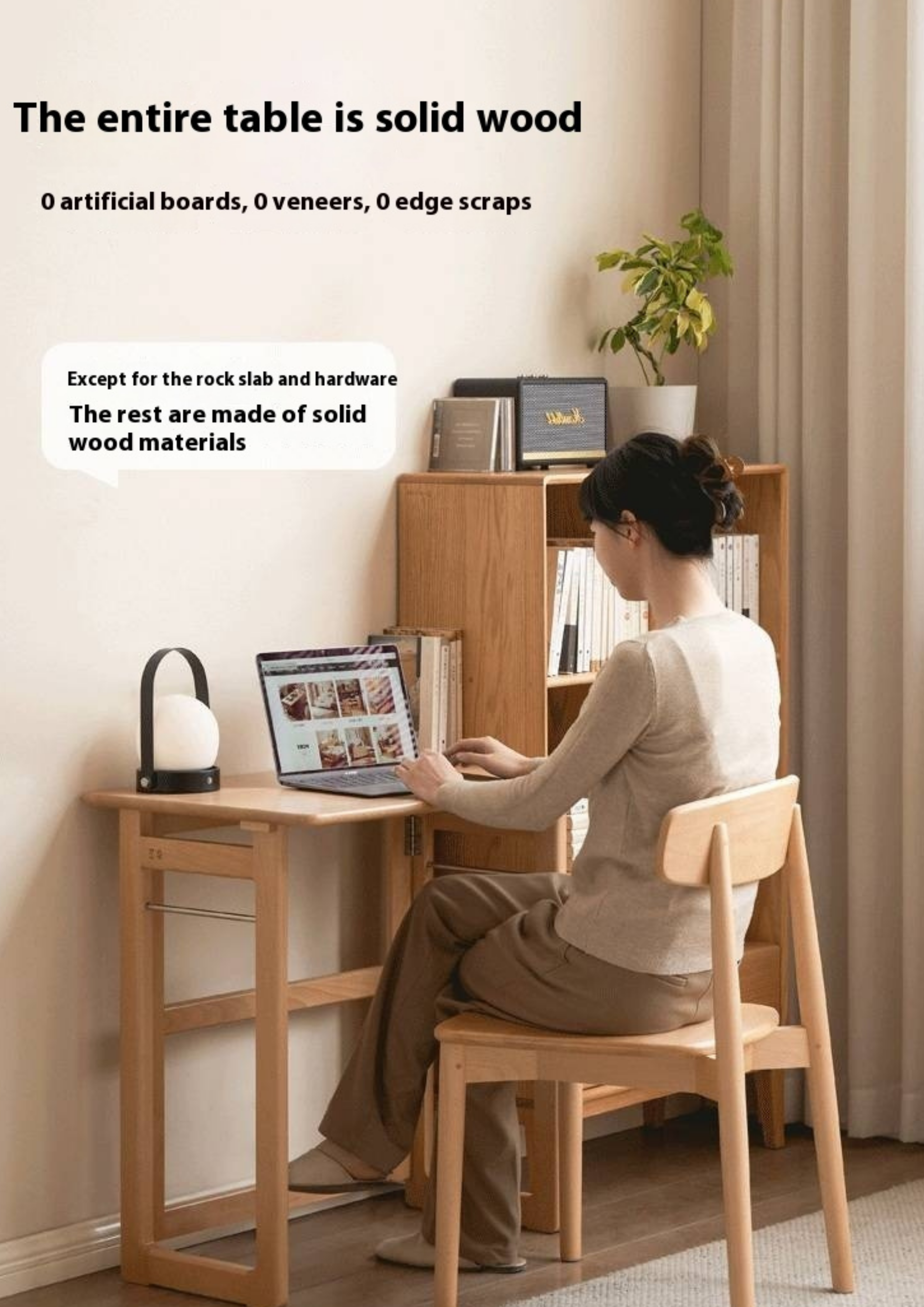 Beech Solid Wood Folding Study Table