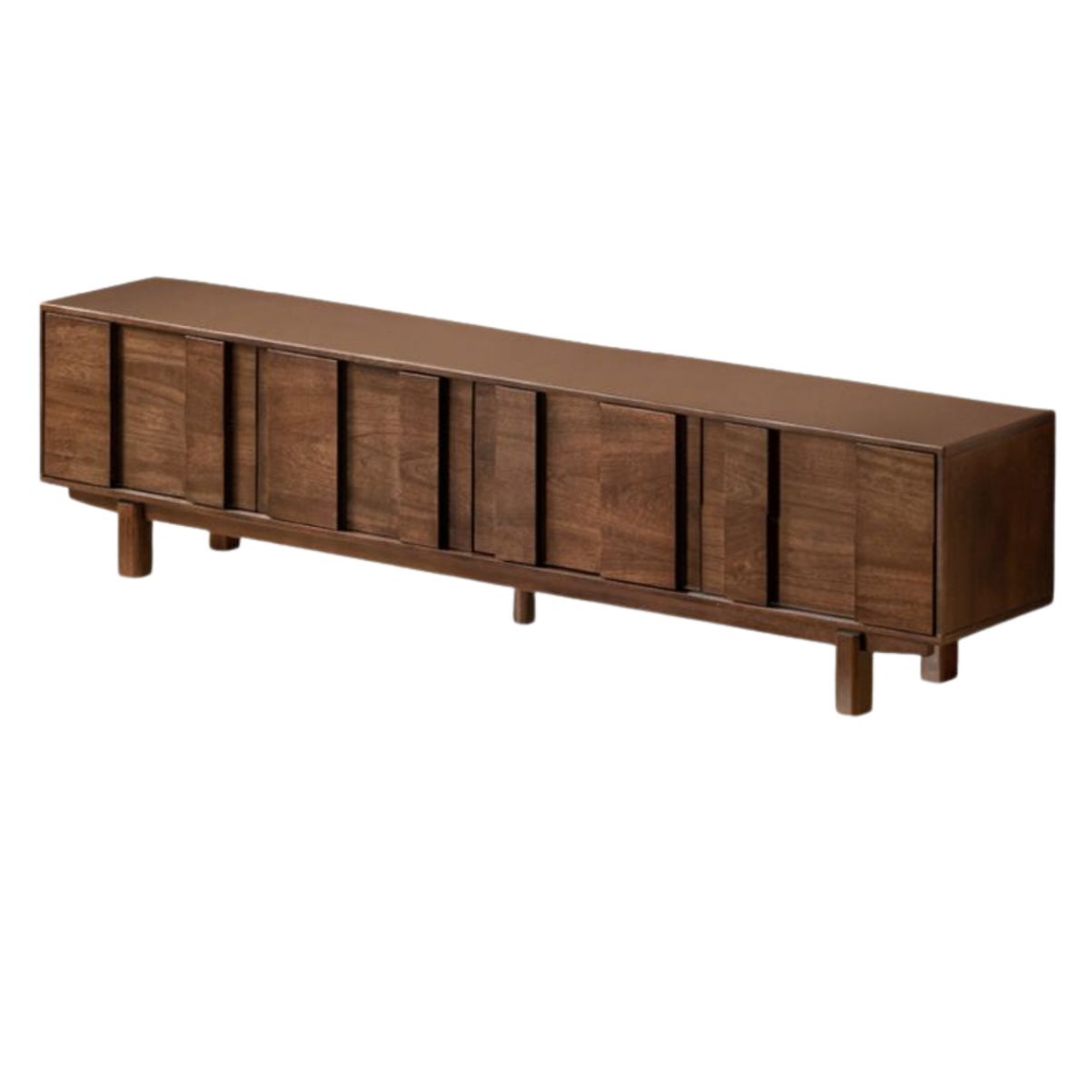 Sandalwood Solid Wood Fluted TV Console with Recessed Handles