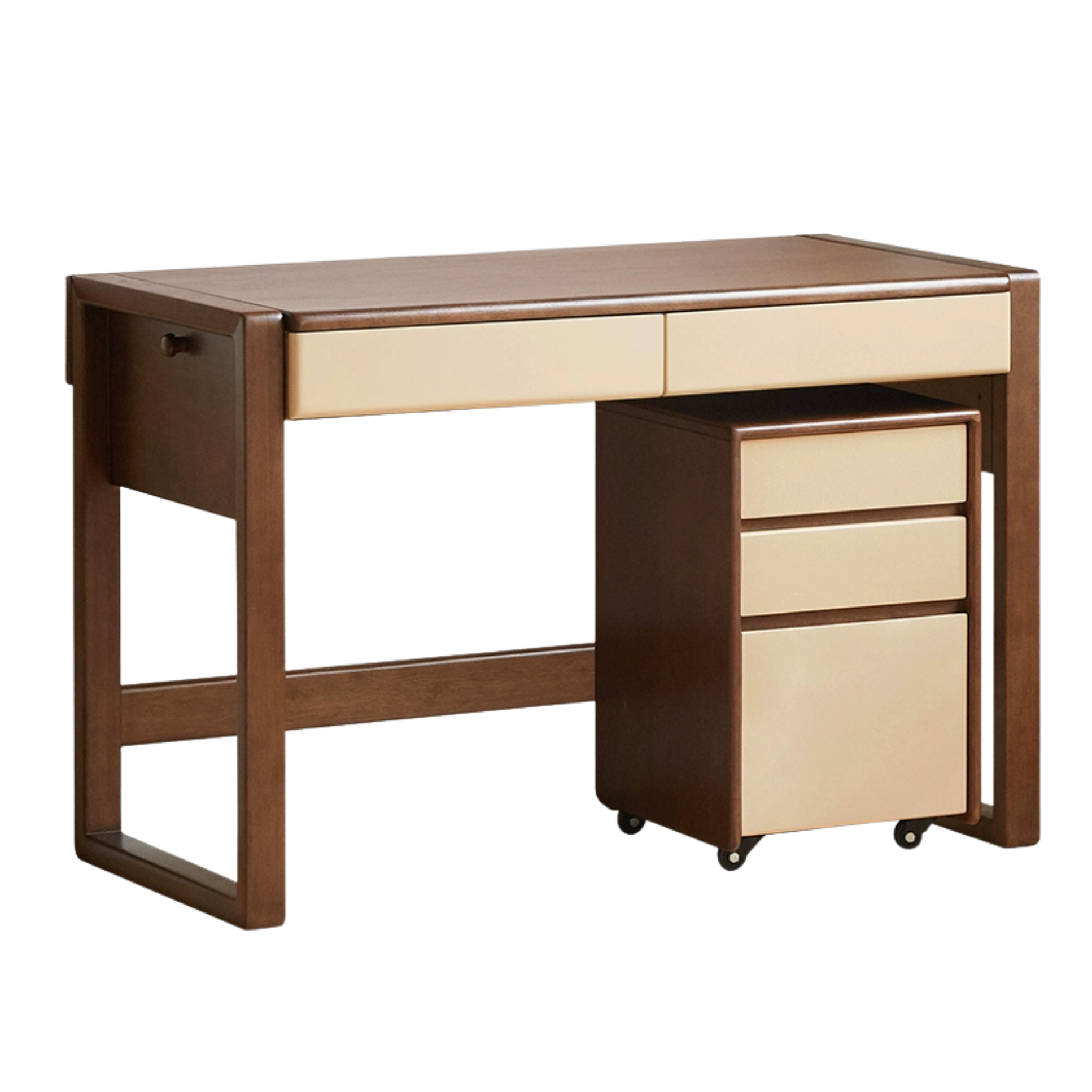 Solid Rubberwood Children's Desk With Bookshelf