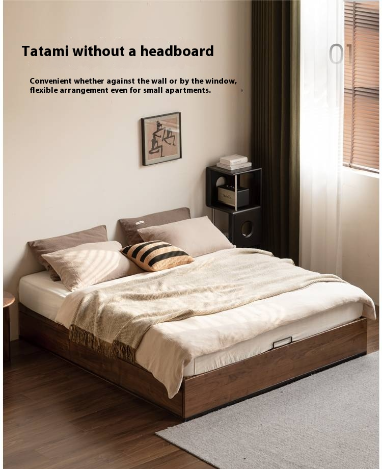 Black Walnut Solid Wood Light Luxury Box Bed