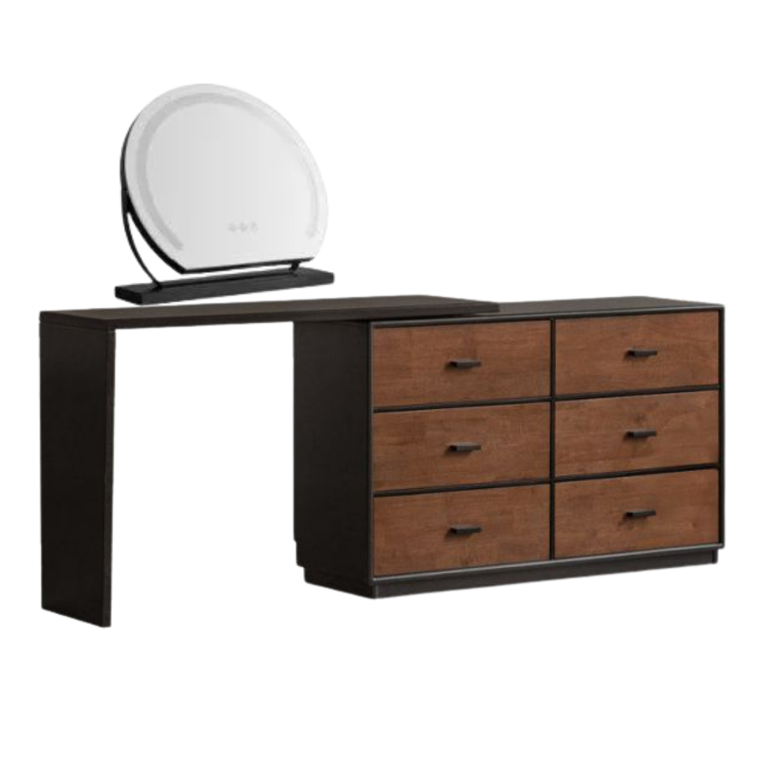 Solid RubberWood Extendable Vanity Desk and Dresser Combo, Italian Style
