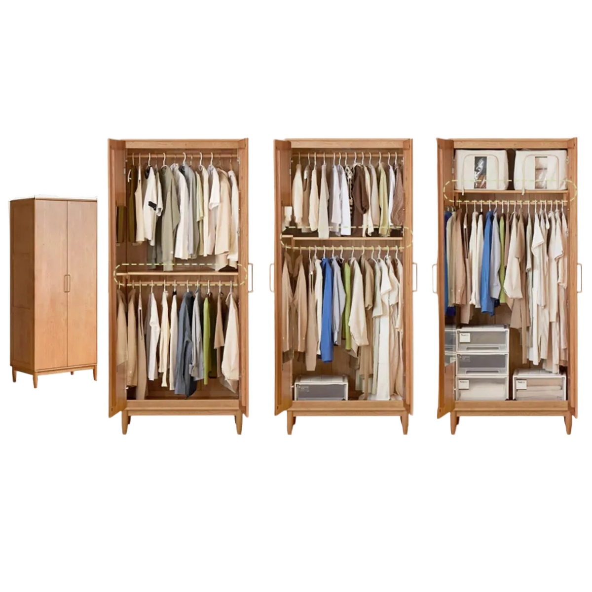 Cherry Solid Wood Wardrobe with Soft Modern Proportions