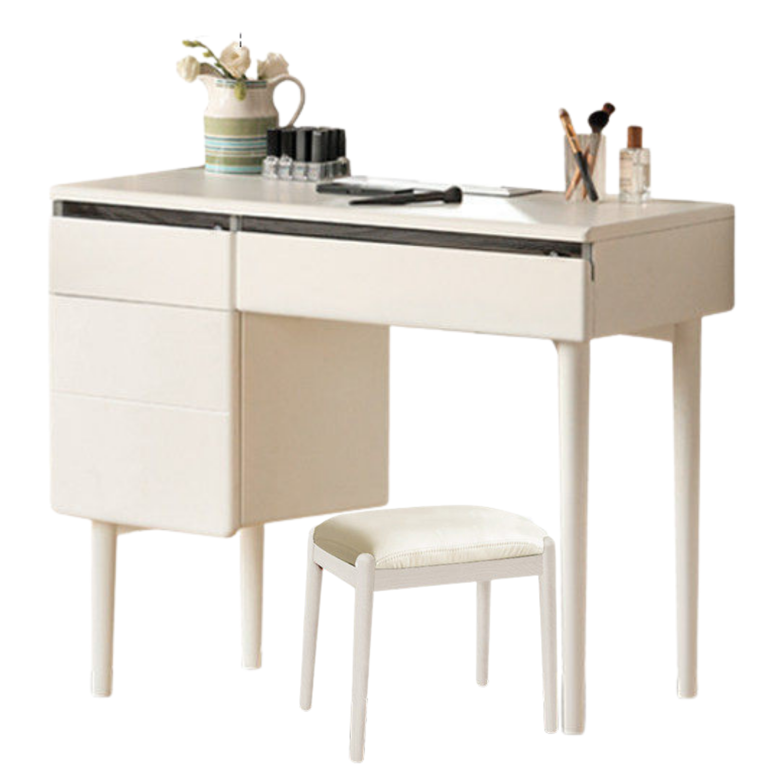 Solid Rubberwood Vanity Table Warm White.