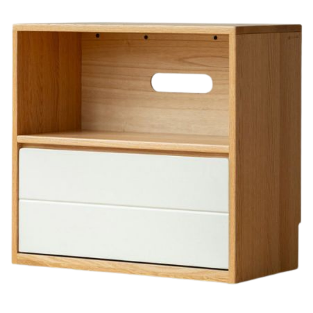Oak Solid Wood Modular TV Cabinet System with Two-Tone Sliding Doors