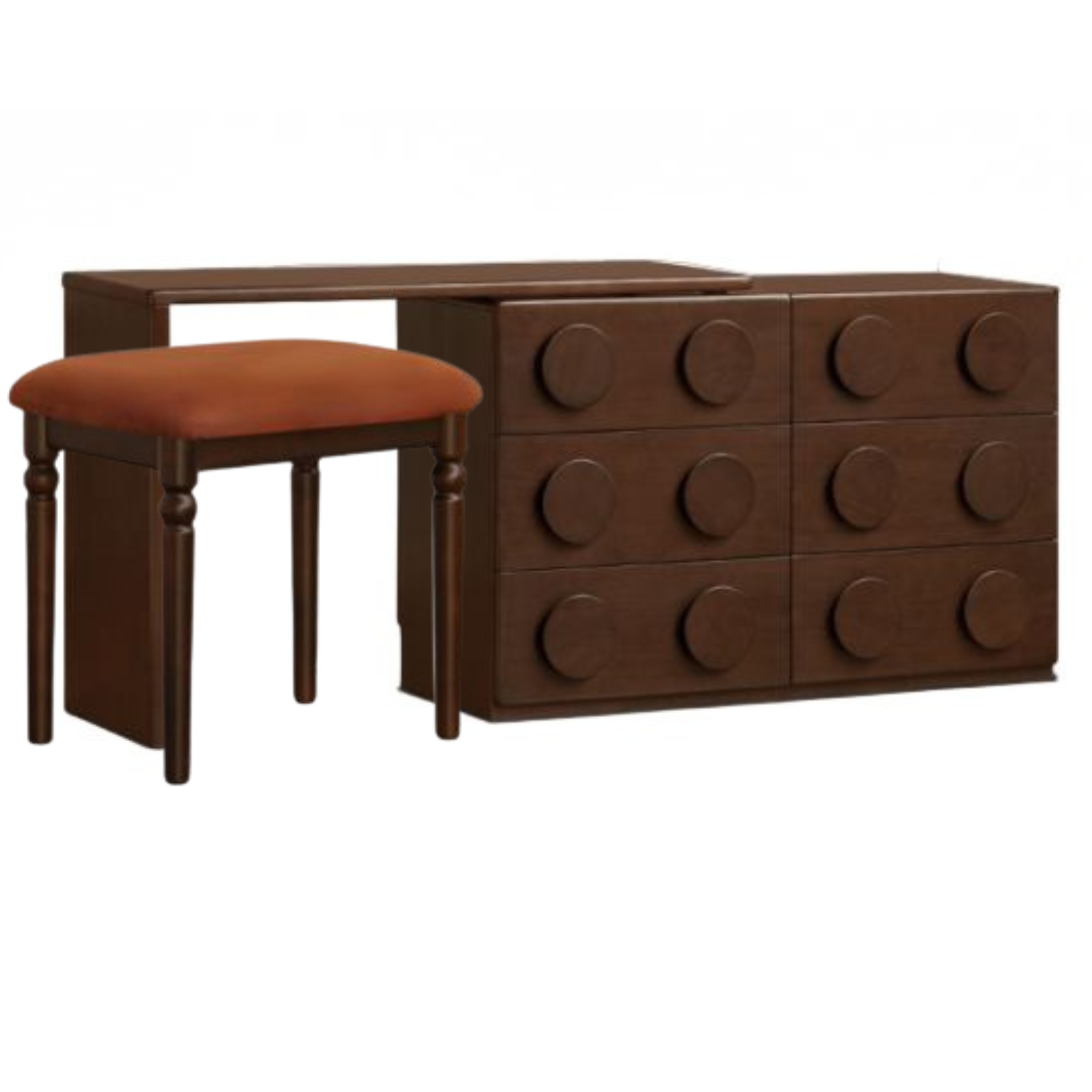 Poplar Solid Wood Retro Medieval Style Rotating Dressing Table