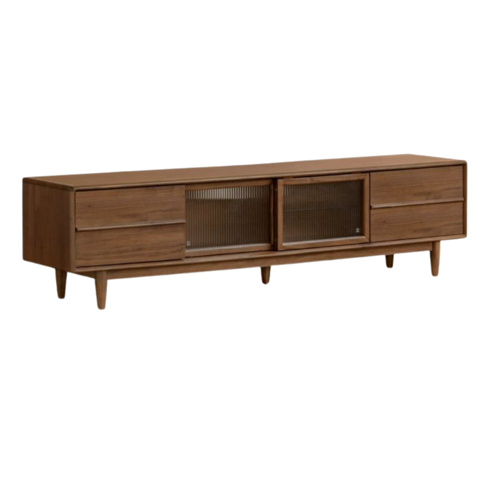 Black Walnut, Ash Solid Wood, Solid Longan Hardwood TV Cabinet with Sliding Door Storage