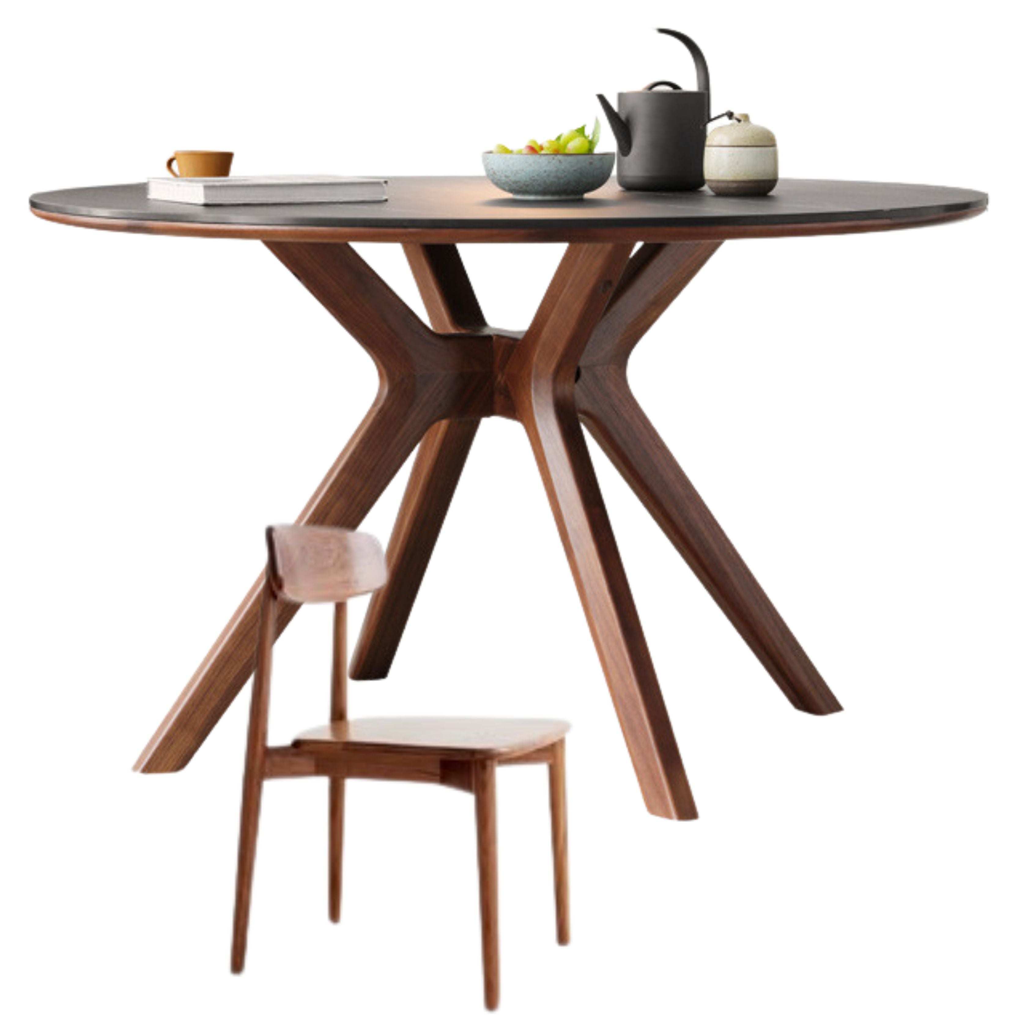 Black Walnut Solid Wood  round Dining Table