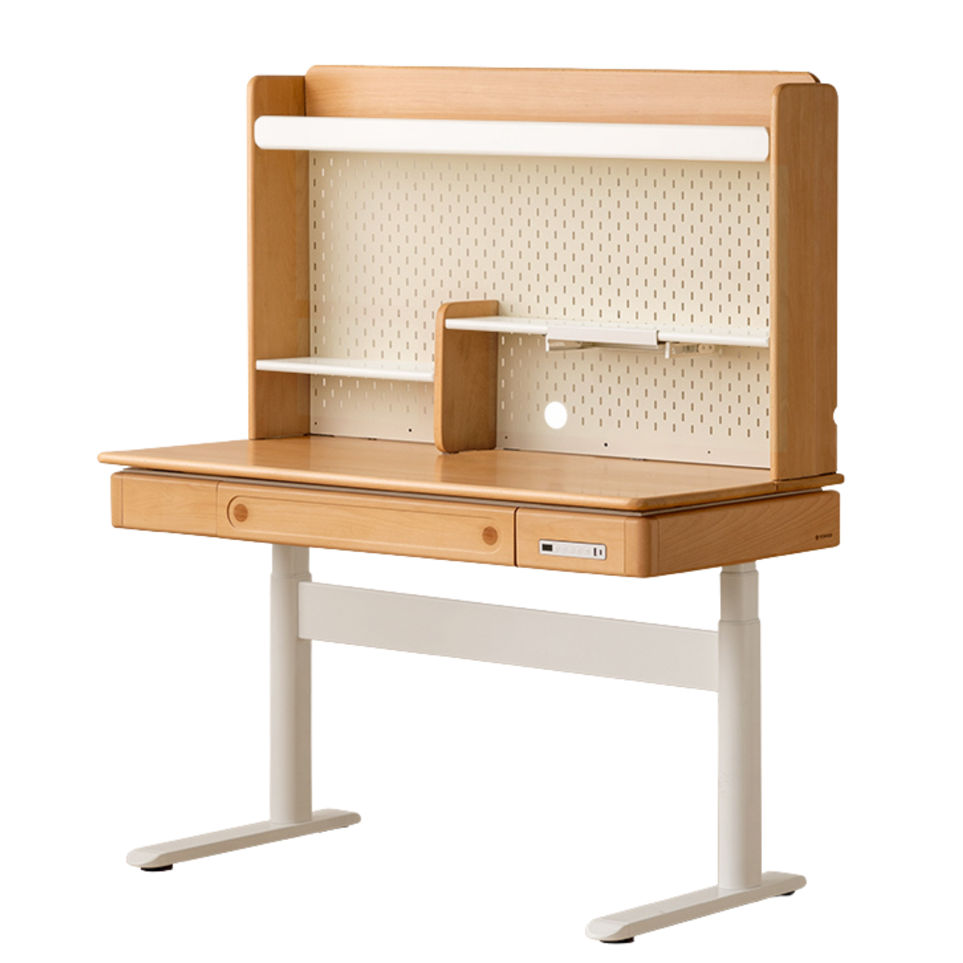 Beech Solid Wood Children's Study Desk with Electric Lift