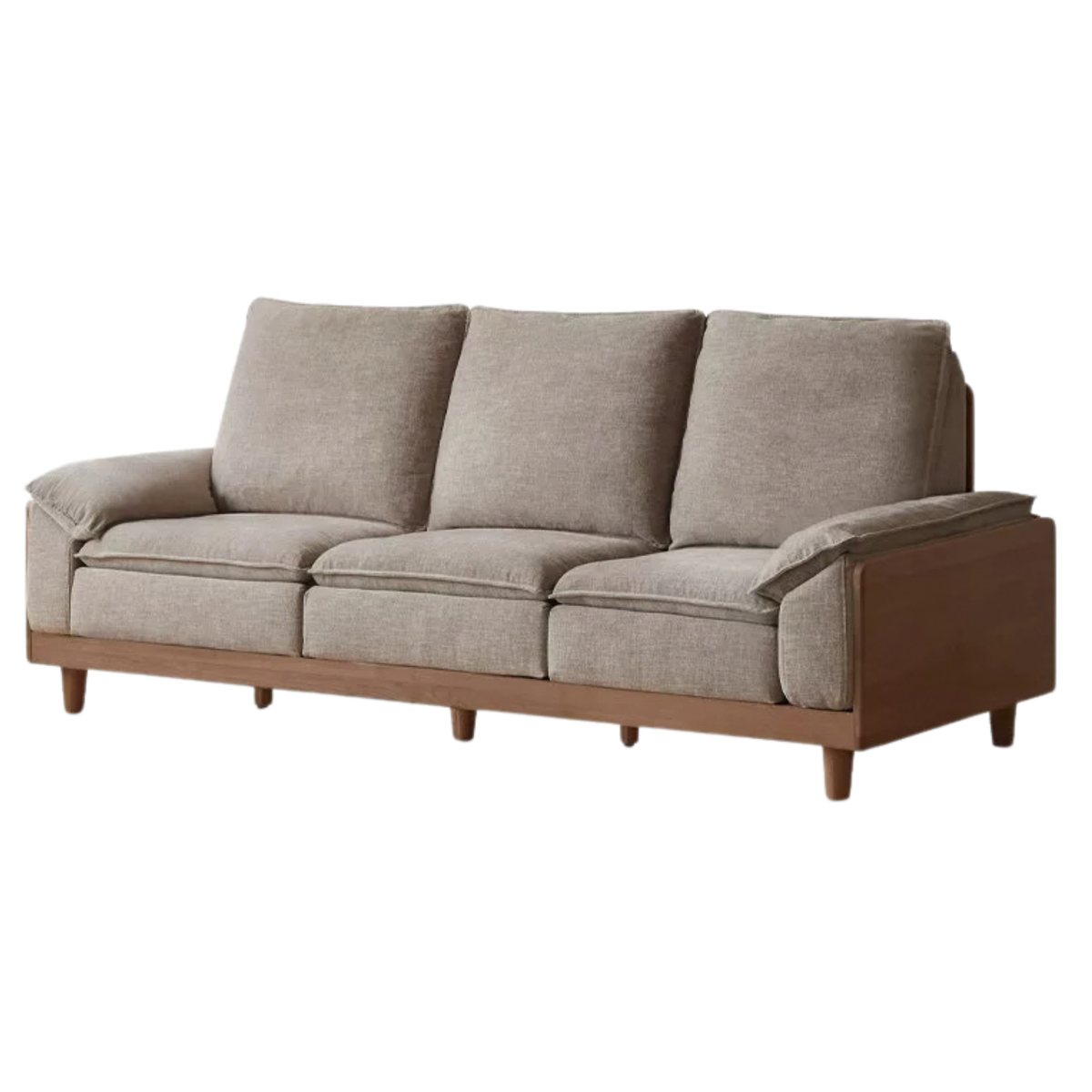 Black Walnut, Ash, Oak, White Oak Solid Wood High-Back Sofa with Removable Washable Cushions