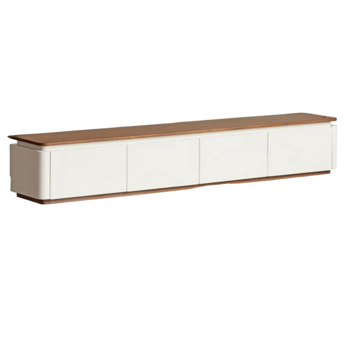 Solid RubberWood TV Stand with Two-Tone Color Block Design and Built-In Ambient Light