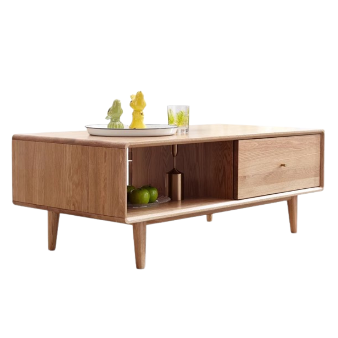 Oak solid wood multi-functional coffee table modern: