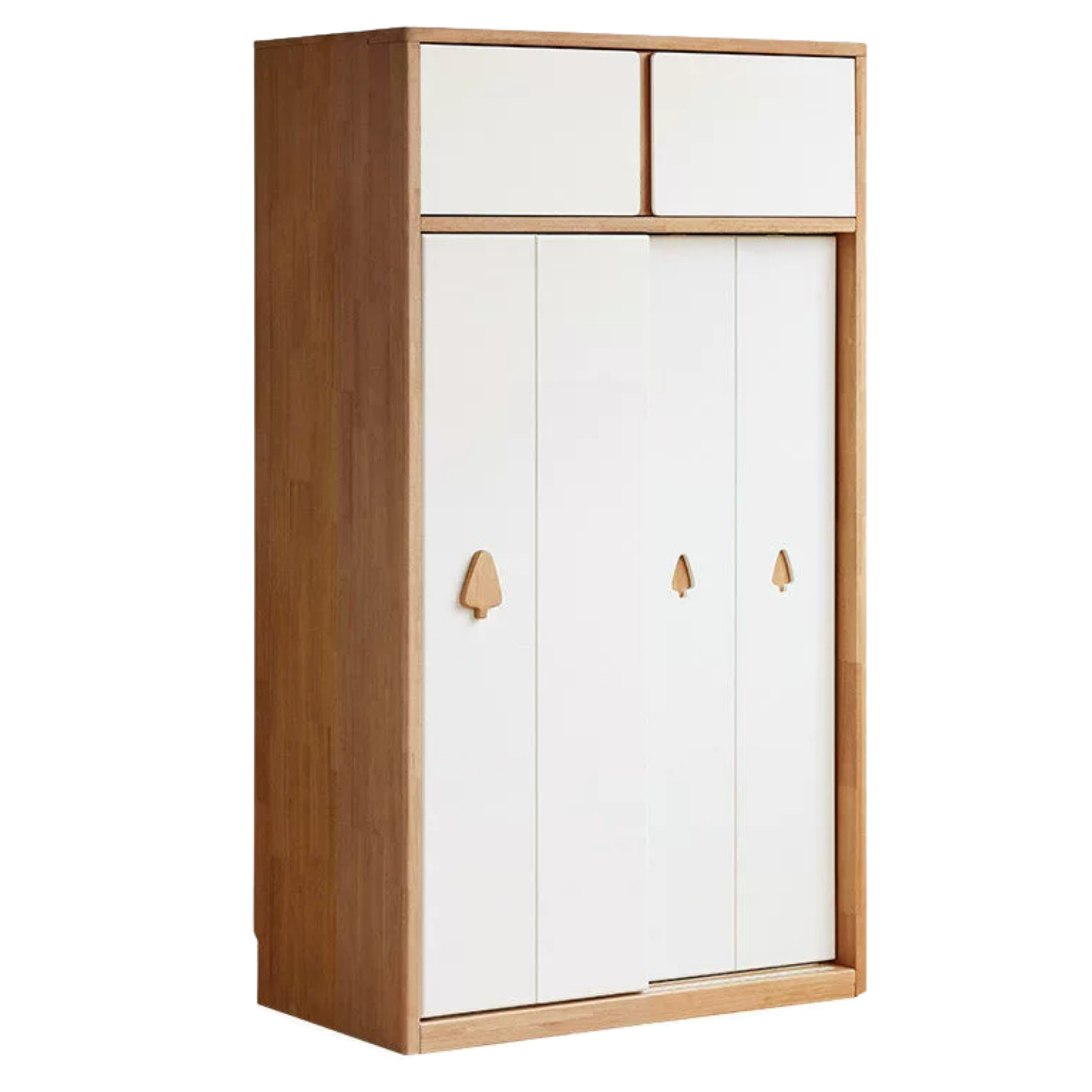 Solid Rubberwood Modern Kids Sliding Door Wardrobe