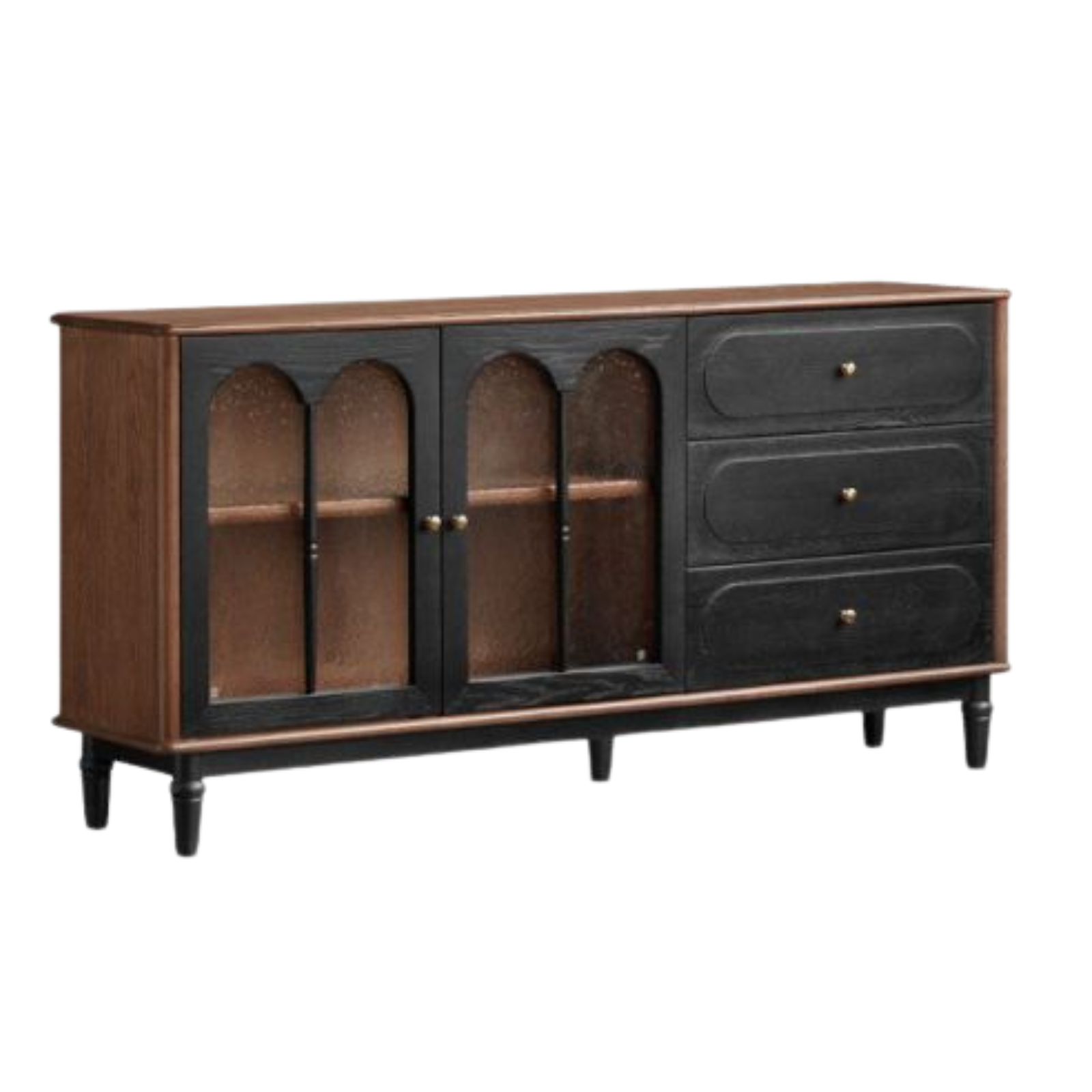 Ash Solid Wood Sideboard with American Retro Style and Storage Cabinet