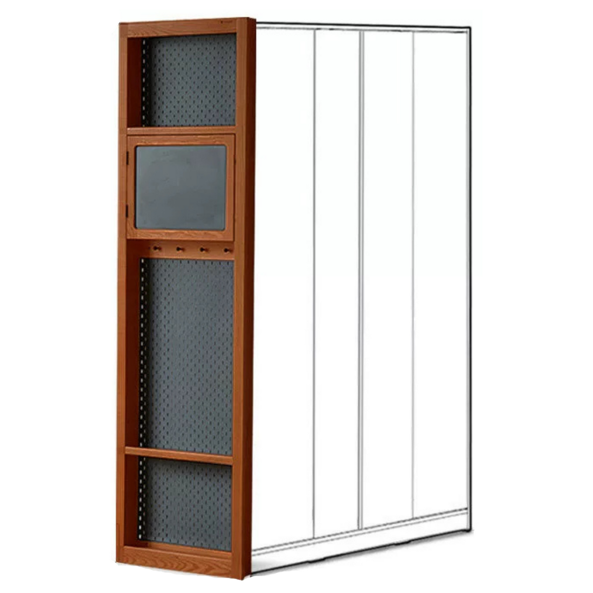 Poplar, Tulipwood Solid Wood Wardrobe Retro Sliding Door Wardrobe