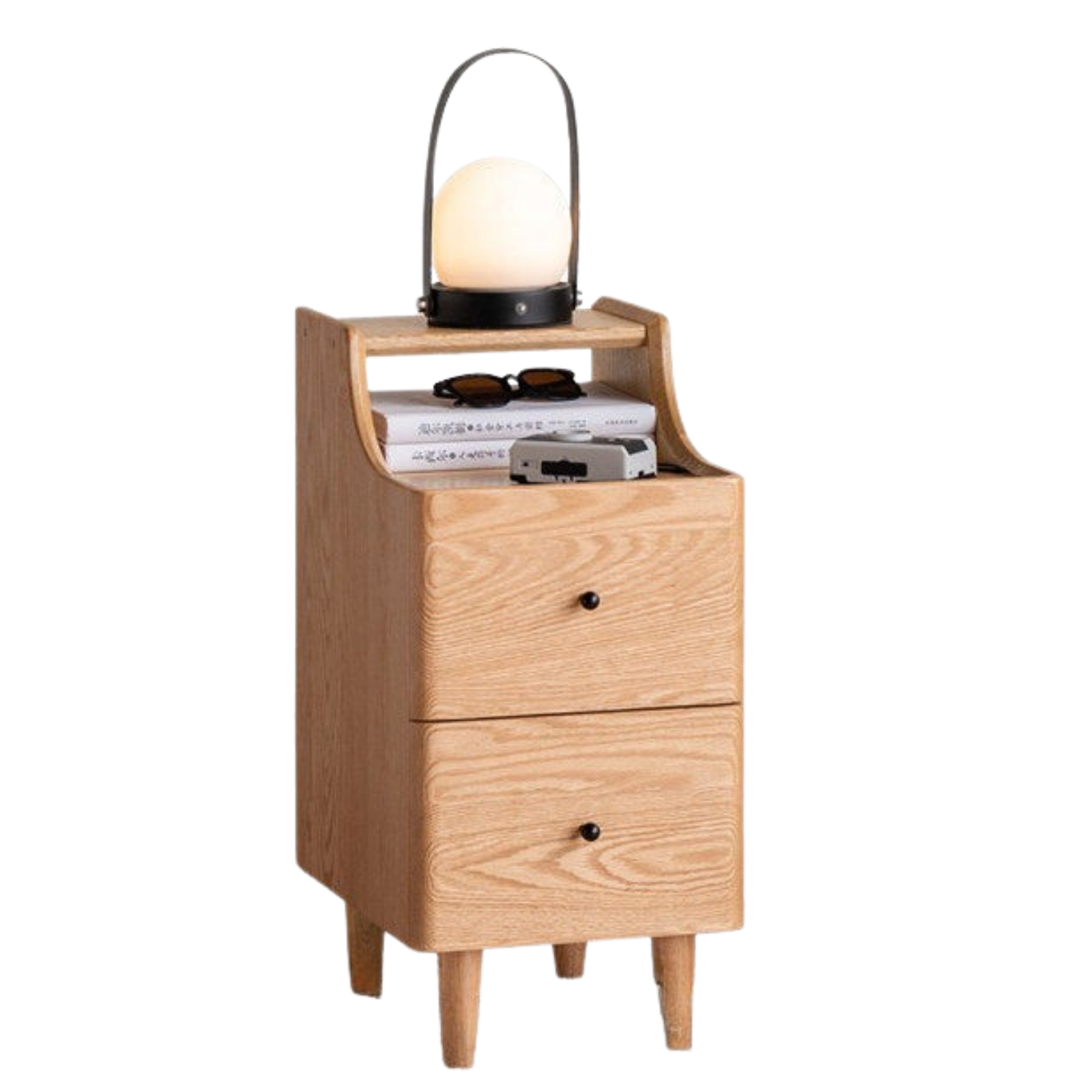 Oak, Ash Solid Wood, Solid Rubberwood Nightstand.
