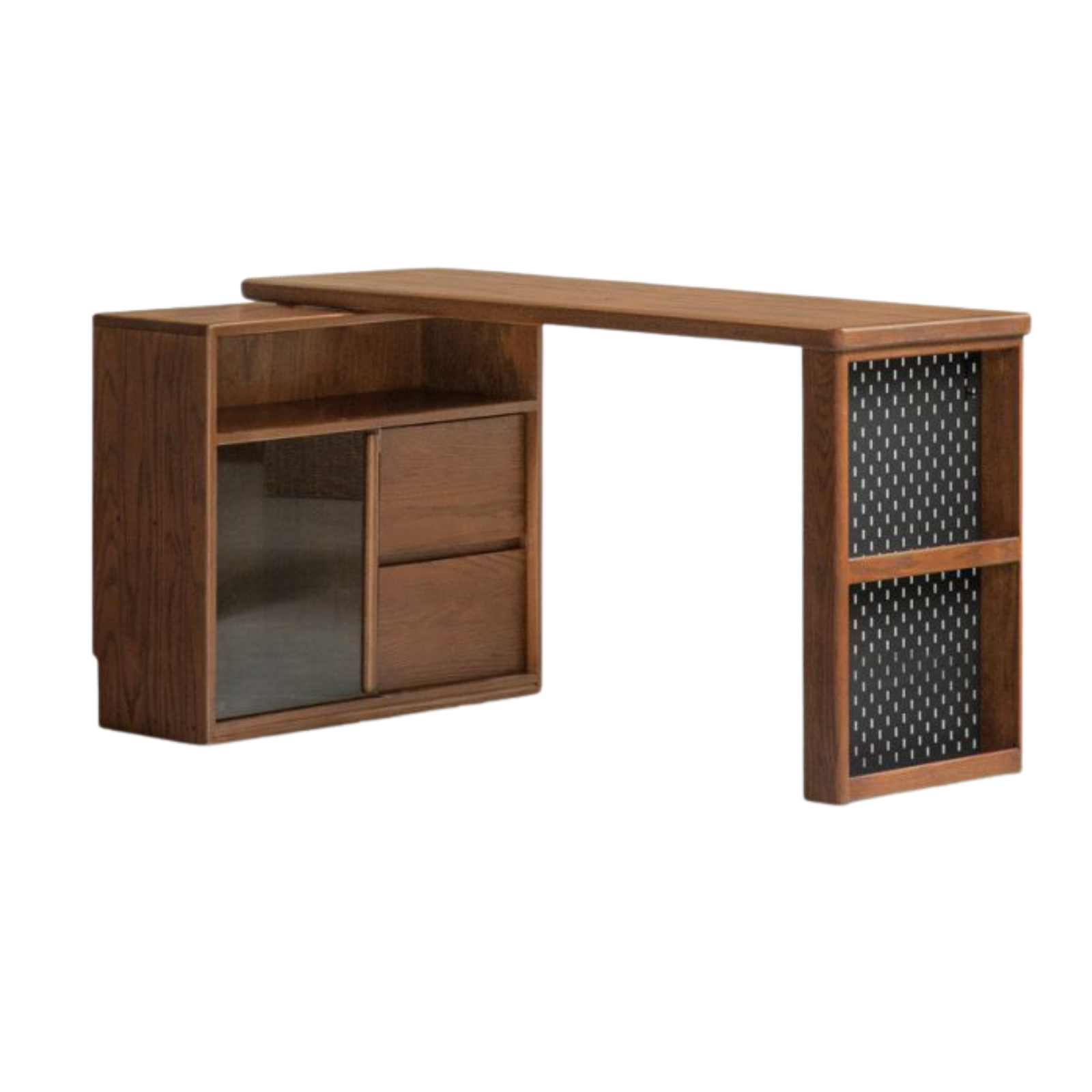 Solid Rubberwood, Oak Solid Wood Telescopic Corner Office Desk