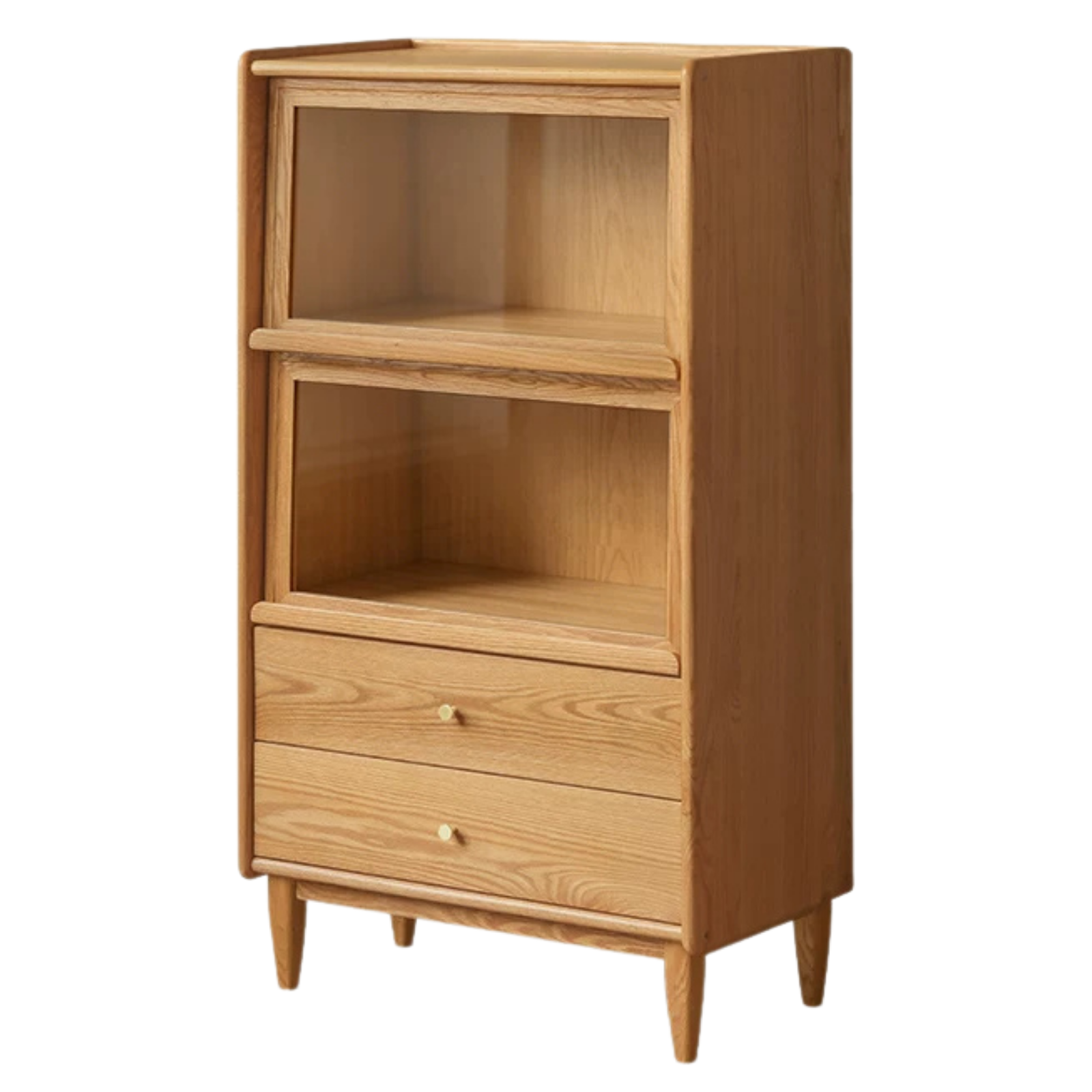 Oak, Ash Solid Wood Flip Door Side Cabinet LED Light