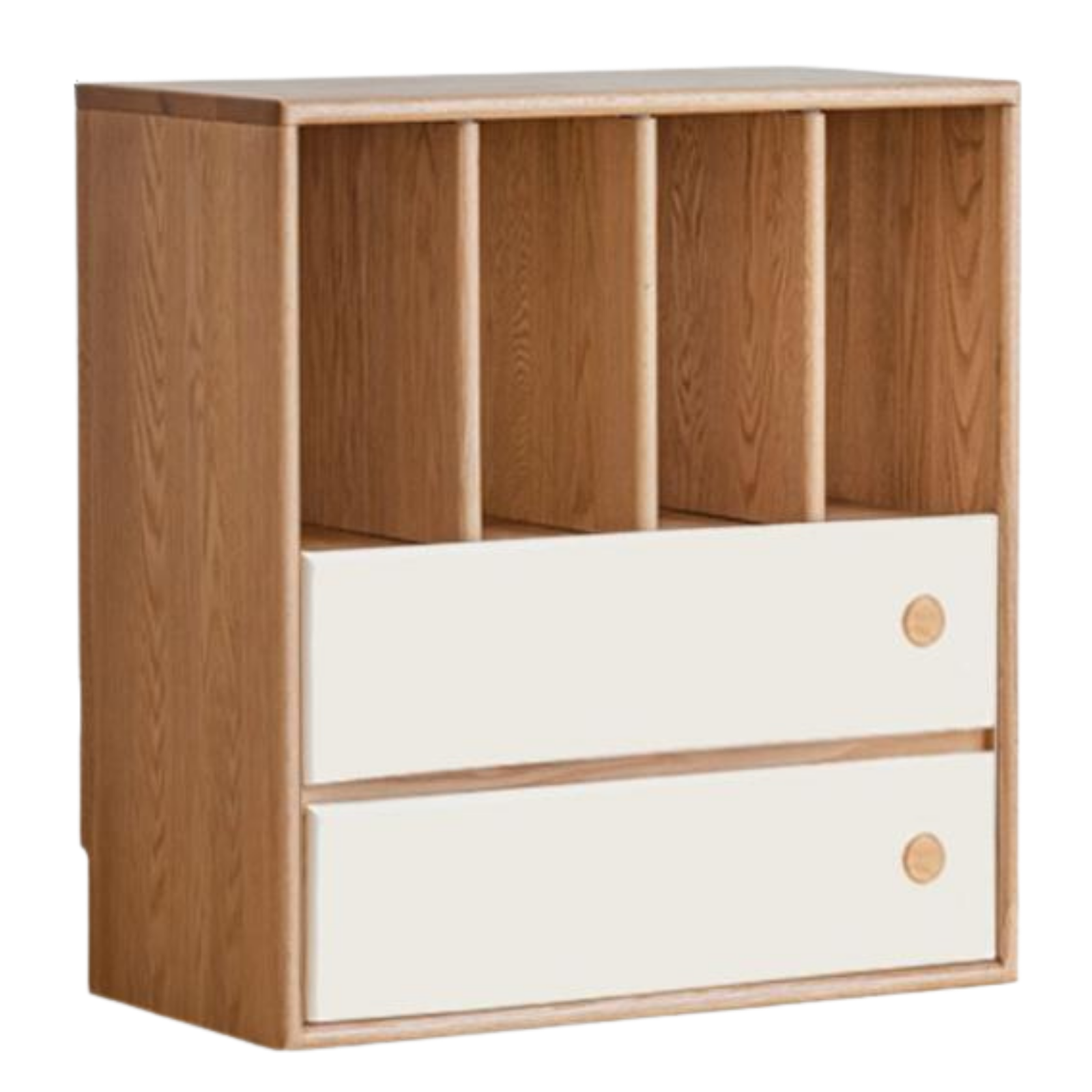 Oak, Beech Solid Wood Cream Style Module Combination Bookcase