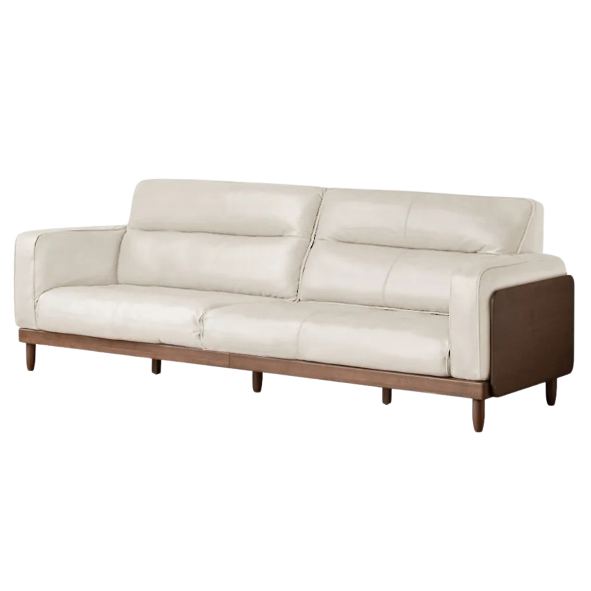 Black Walnut, Ash,  Sandalwood Solid Wood Genuine Leather, fabrics Sofa with High-Back Design