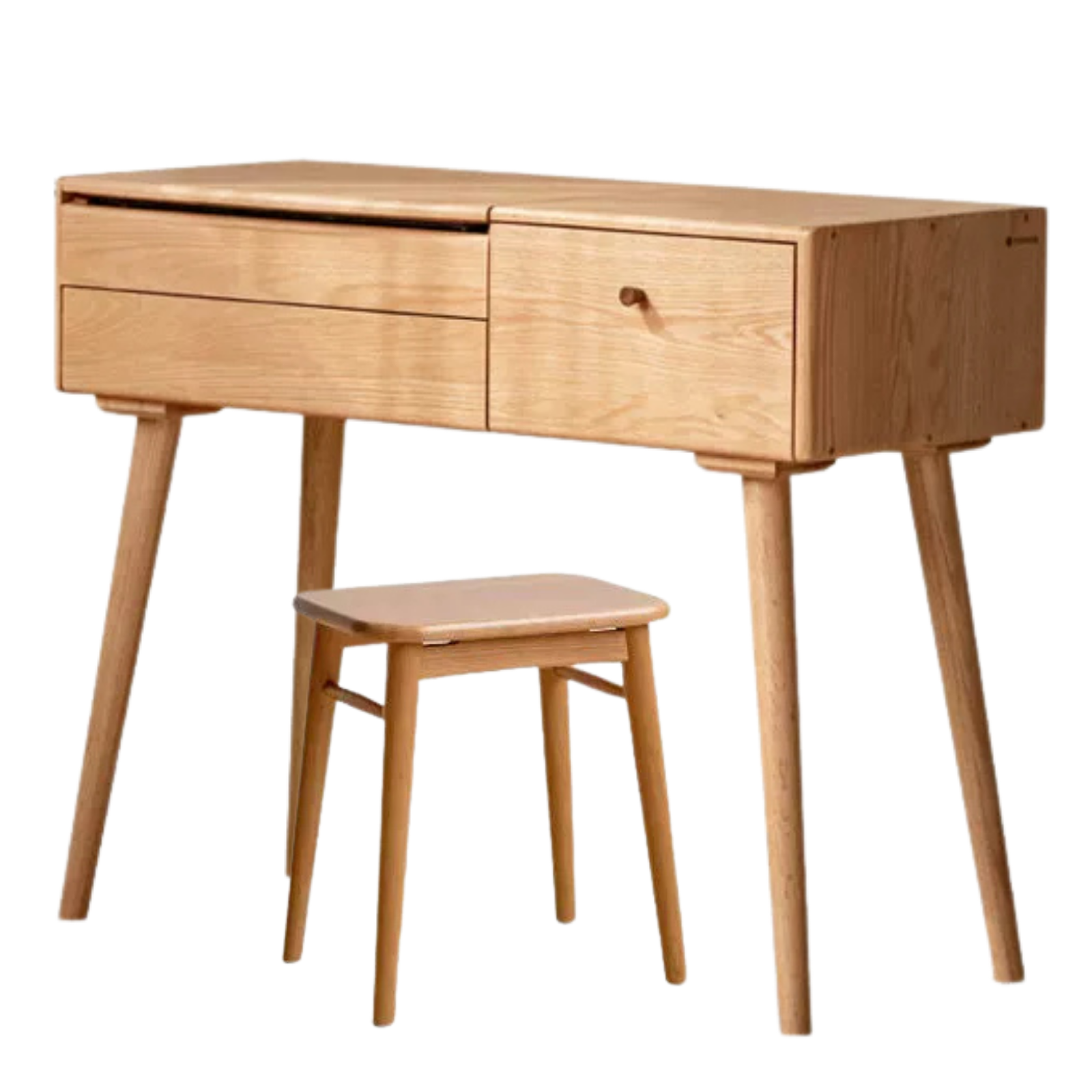Oak Solid Wood, Solid RubberWood Vanity Table Mirror LED Touch Light.