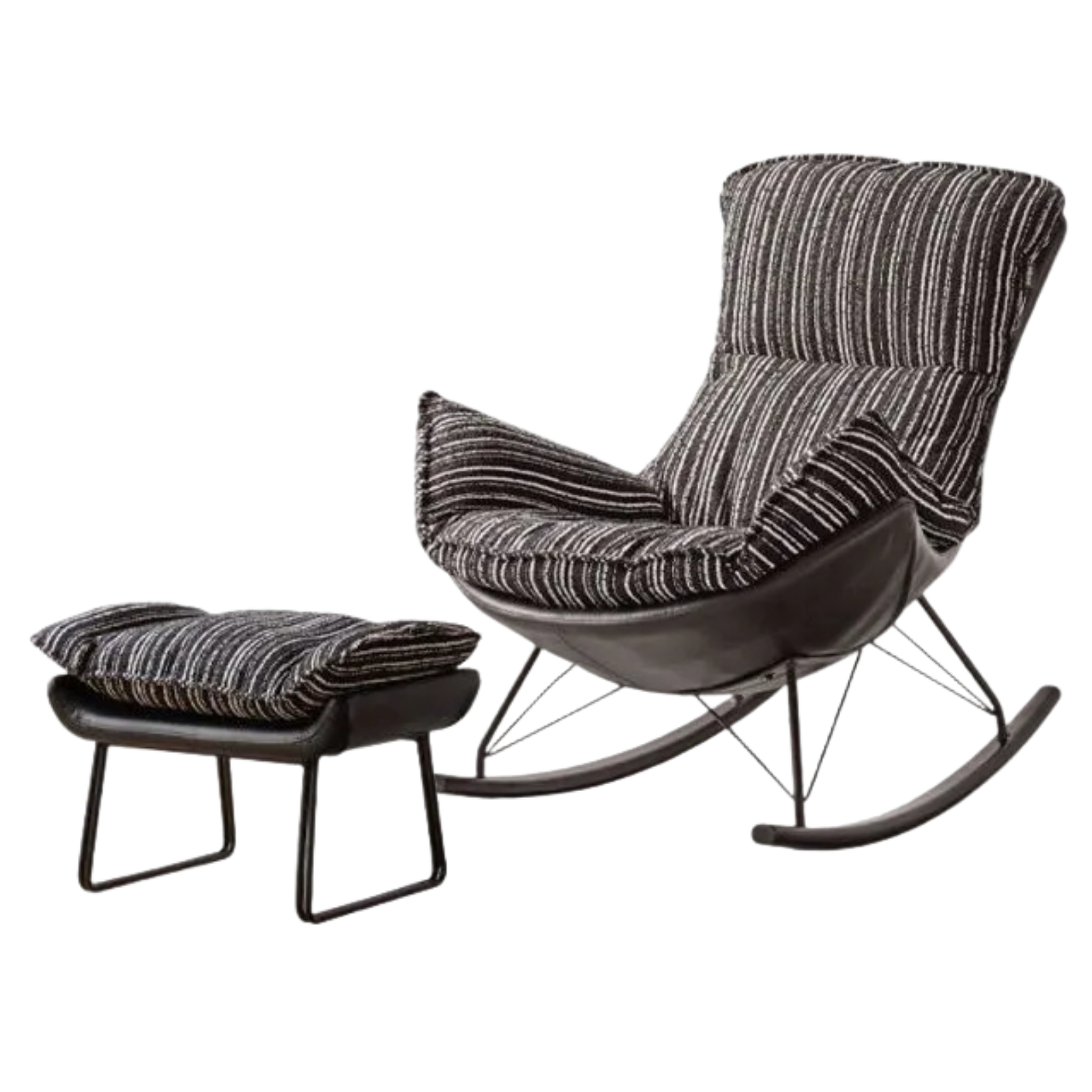 Beech Solid Wood Mid-Century Rocking Lounge Chair with Shell Seat