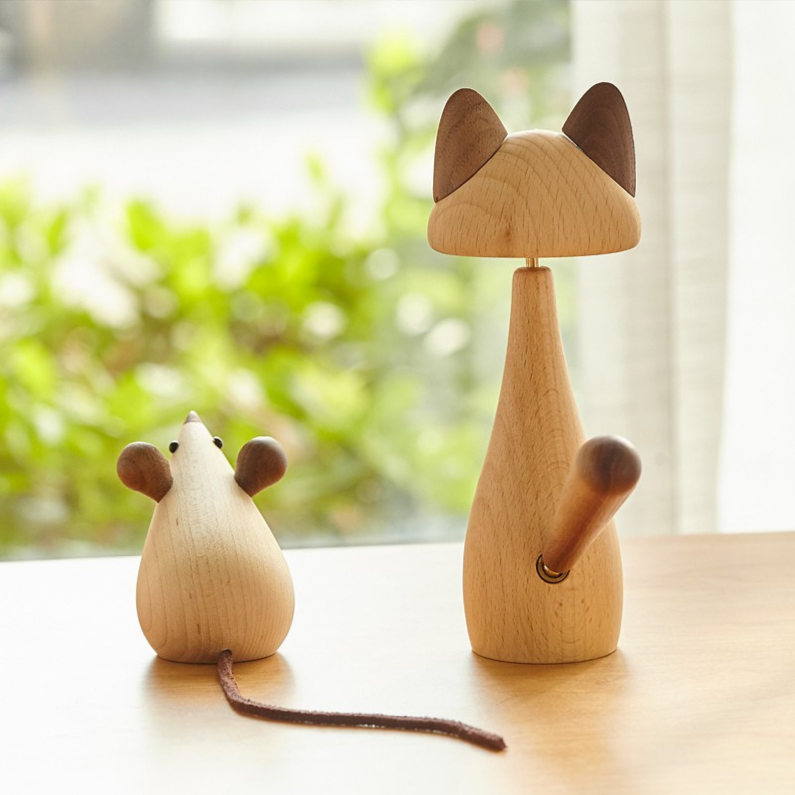 Beech Solid Wood Nordic Desktop Decoration Cat and Mouse