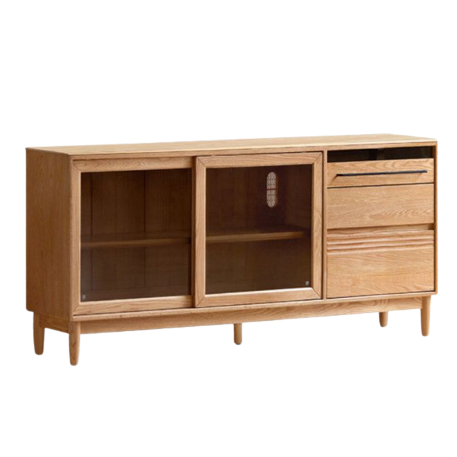 Oak Solid Wood Buffet Cabinet with Slab Surface, Sideboard