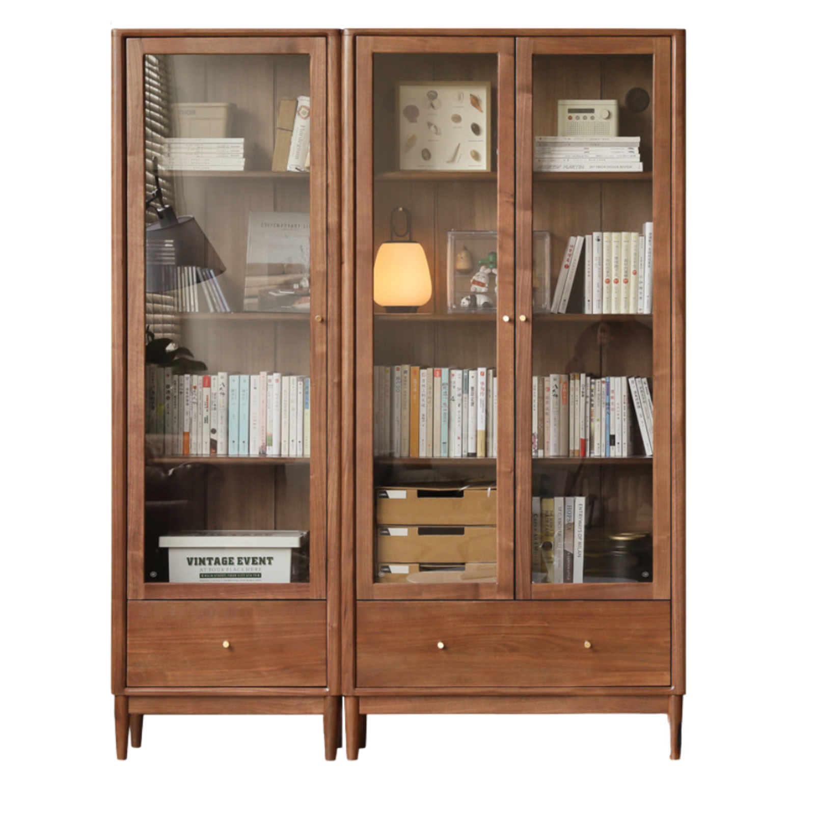 Black Walnut, Ash Solid Wood Bookcase Whole Wall Free Combination Bookshelf