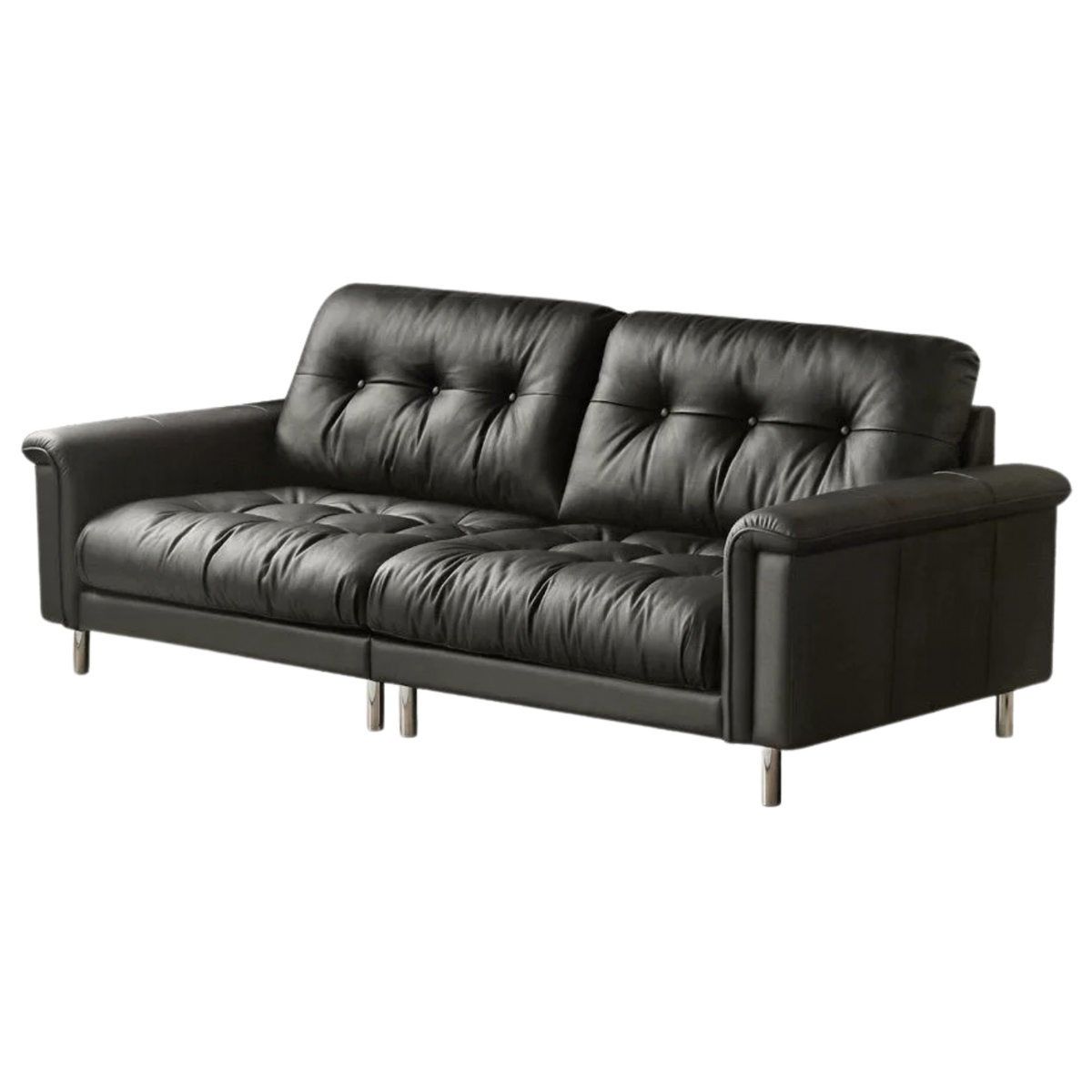 Genuine Leather Biscuit Tufted Leather Sofa with Track Arms