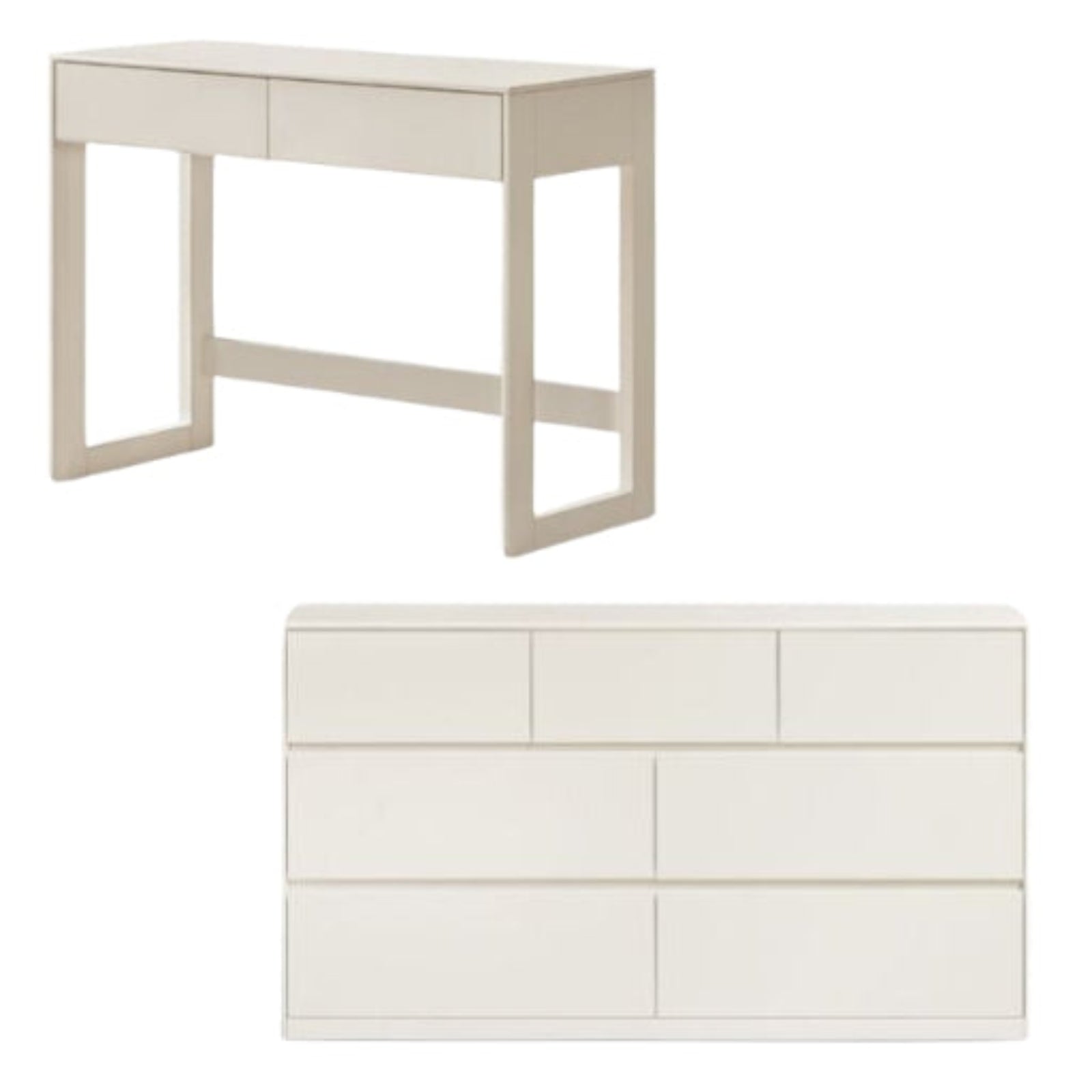 Solid Rubberwood White Cream Wind Dressing Table.