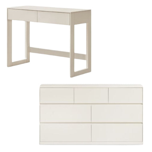 Solid Rubberwood White Cream Wind Dressing Table